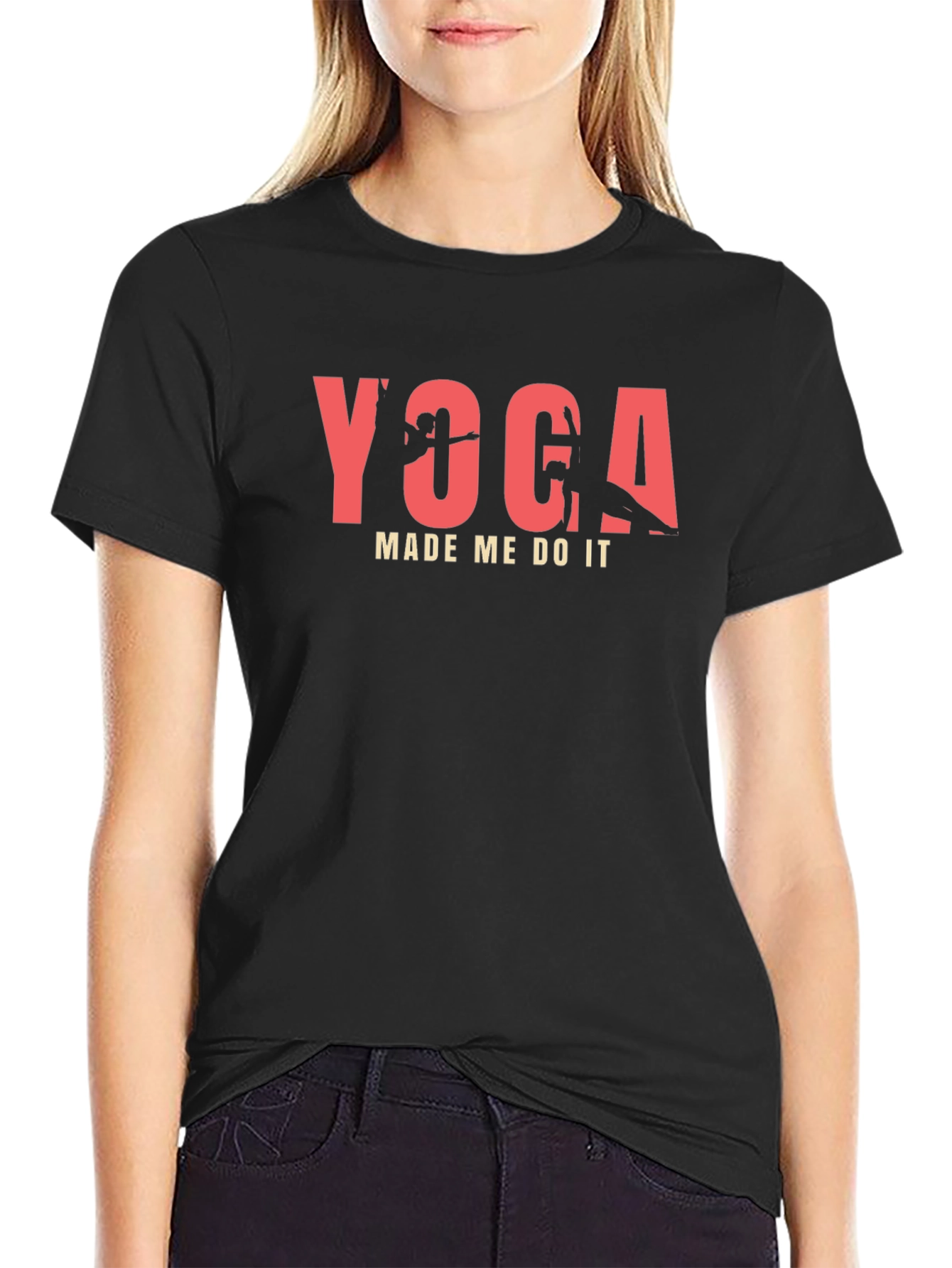 Yoga Made Me Do It Black T-Shirt