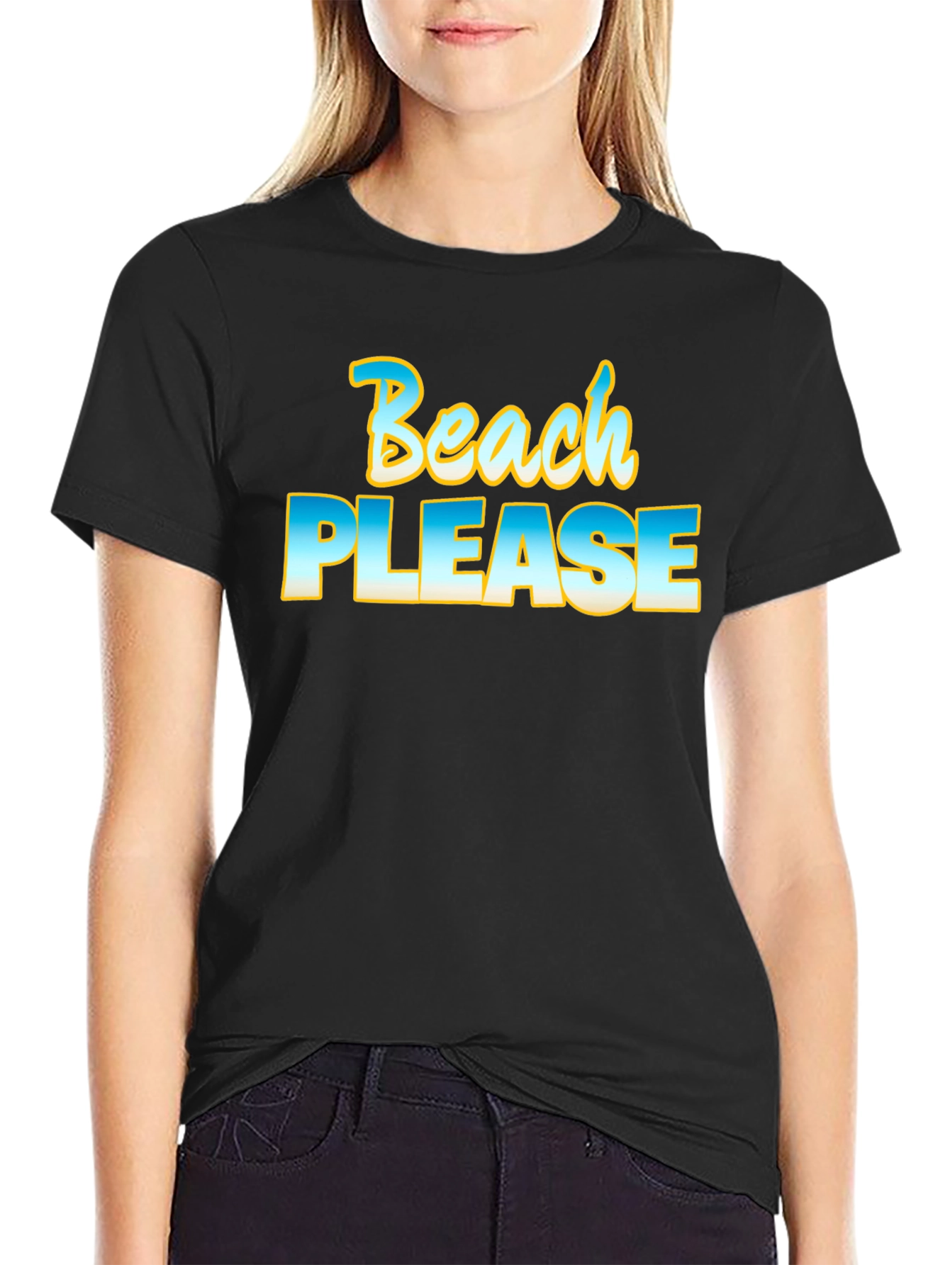 Beach Please Graphic Tee - Black
