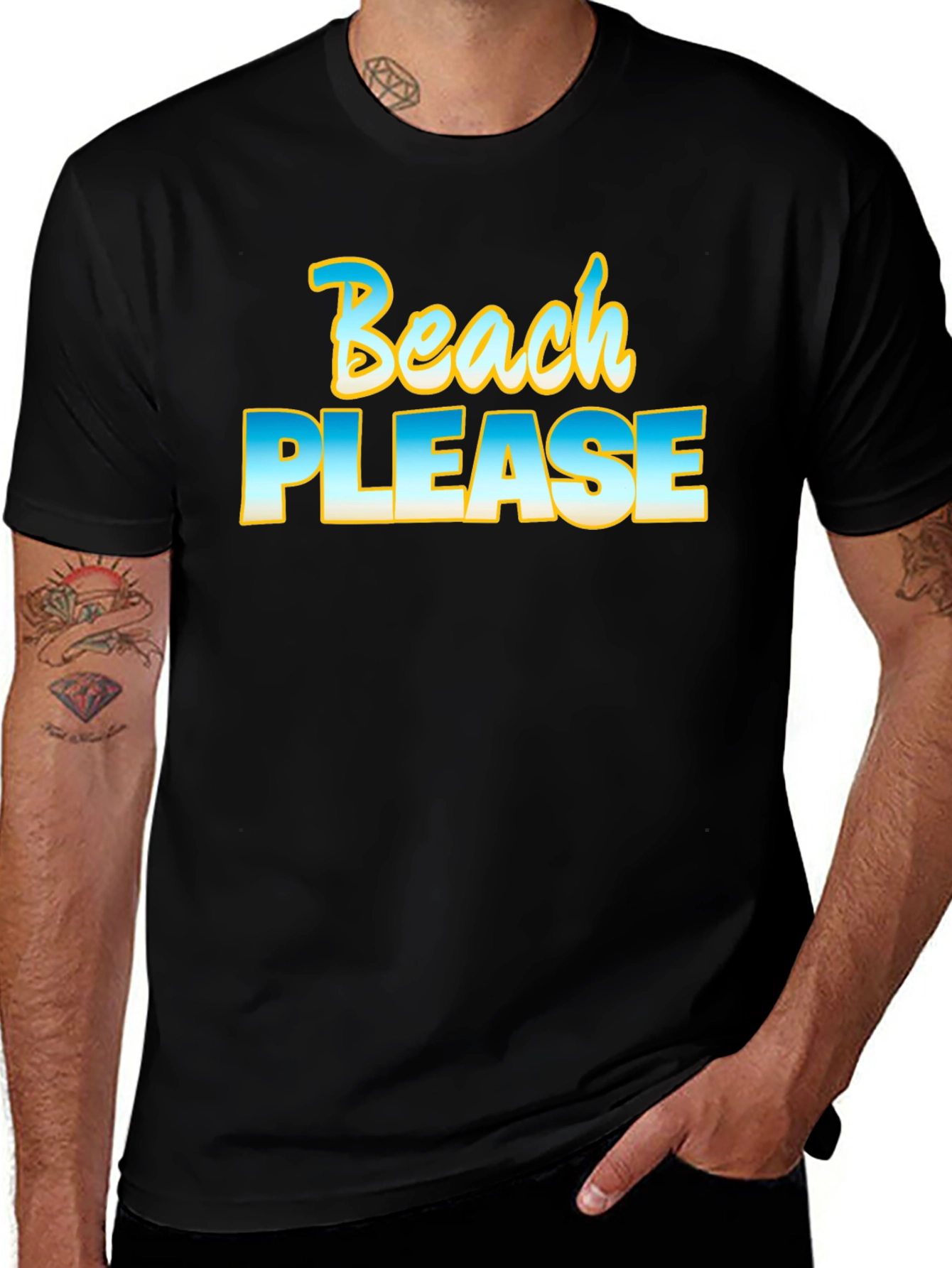 Beach Please Graphic Tee - Black