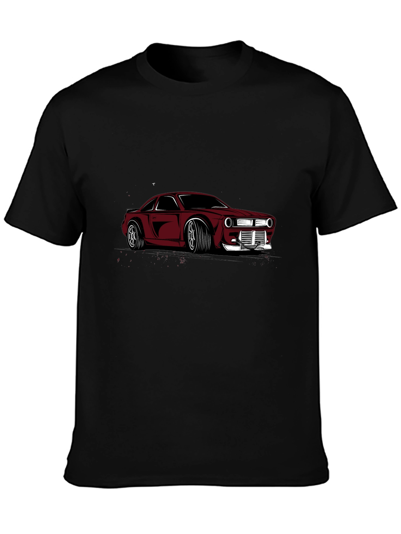 Retro Car Graphic T-Shirt - Black Crew Neck Tee
