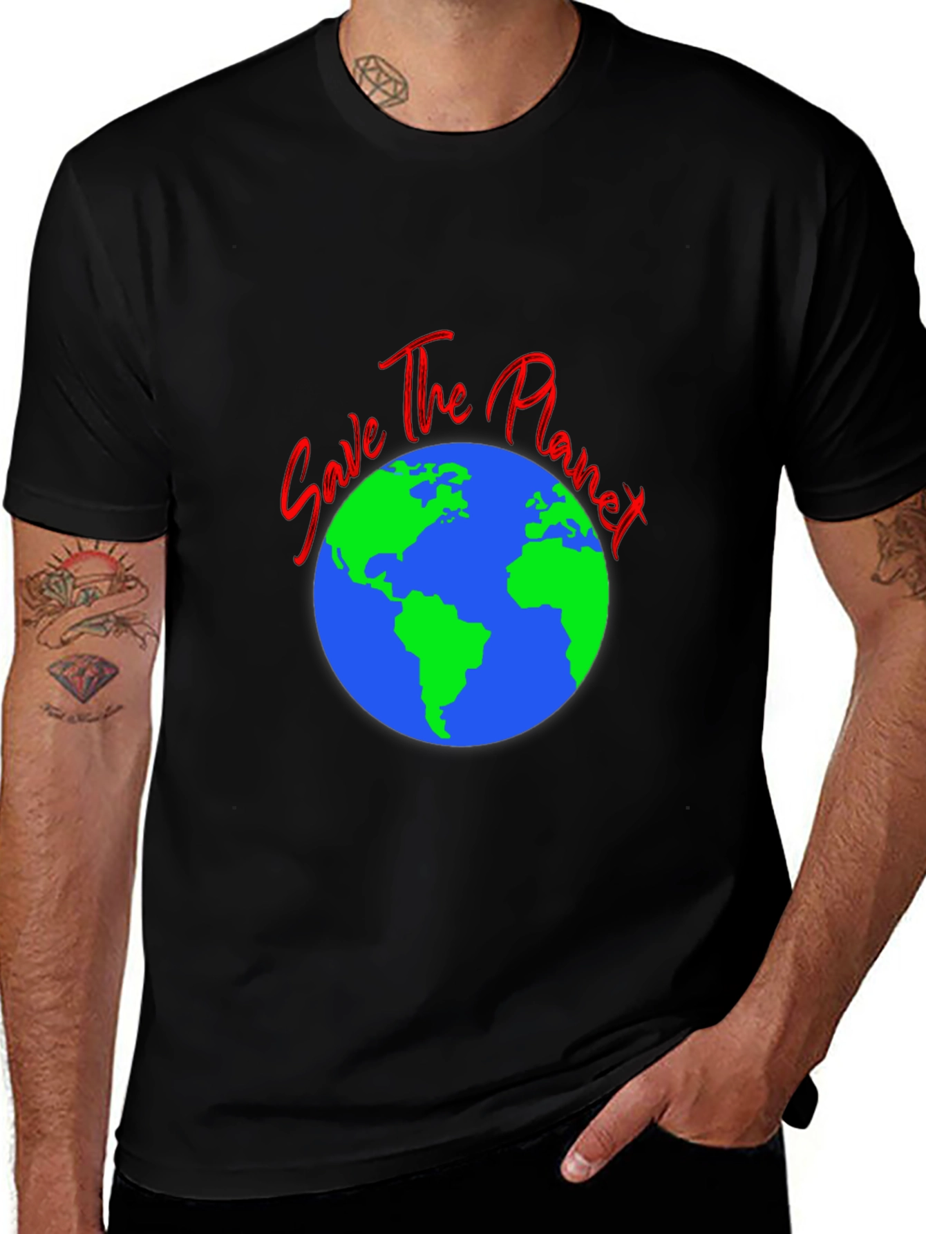 Save the Planet Black T-Shirt - Eco-Friendly Design