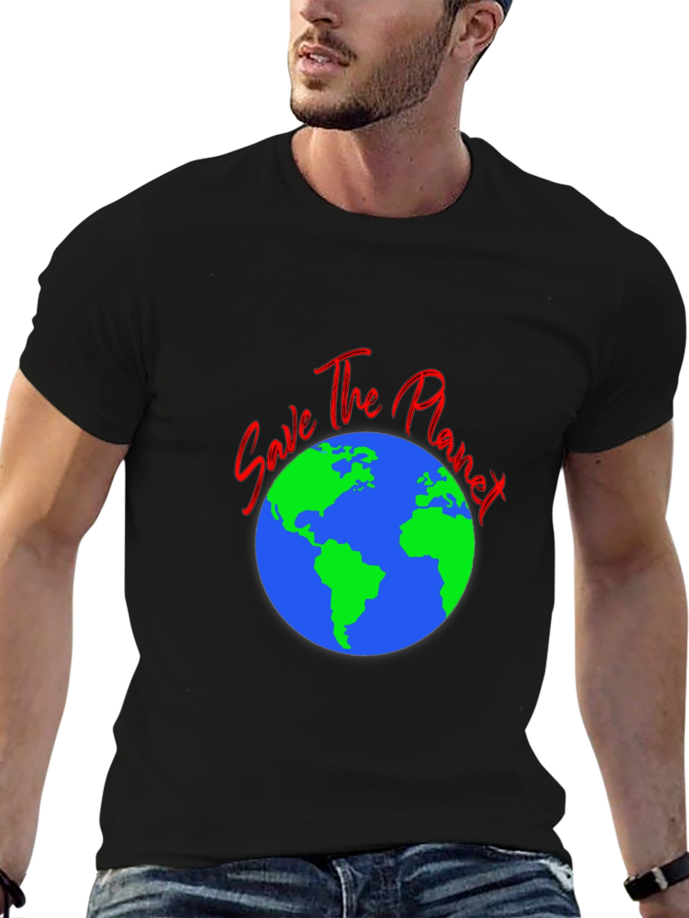 Save the Planet Black T-Shirt - Eco-Friendly Design