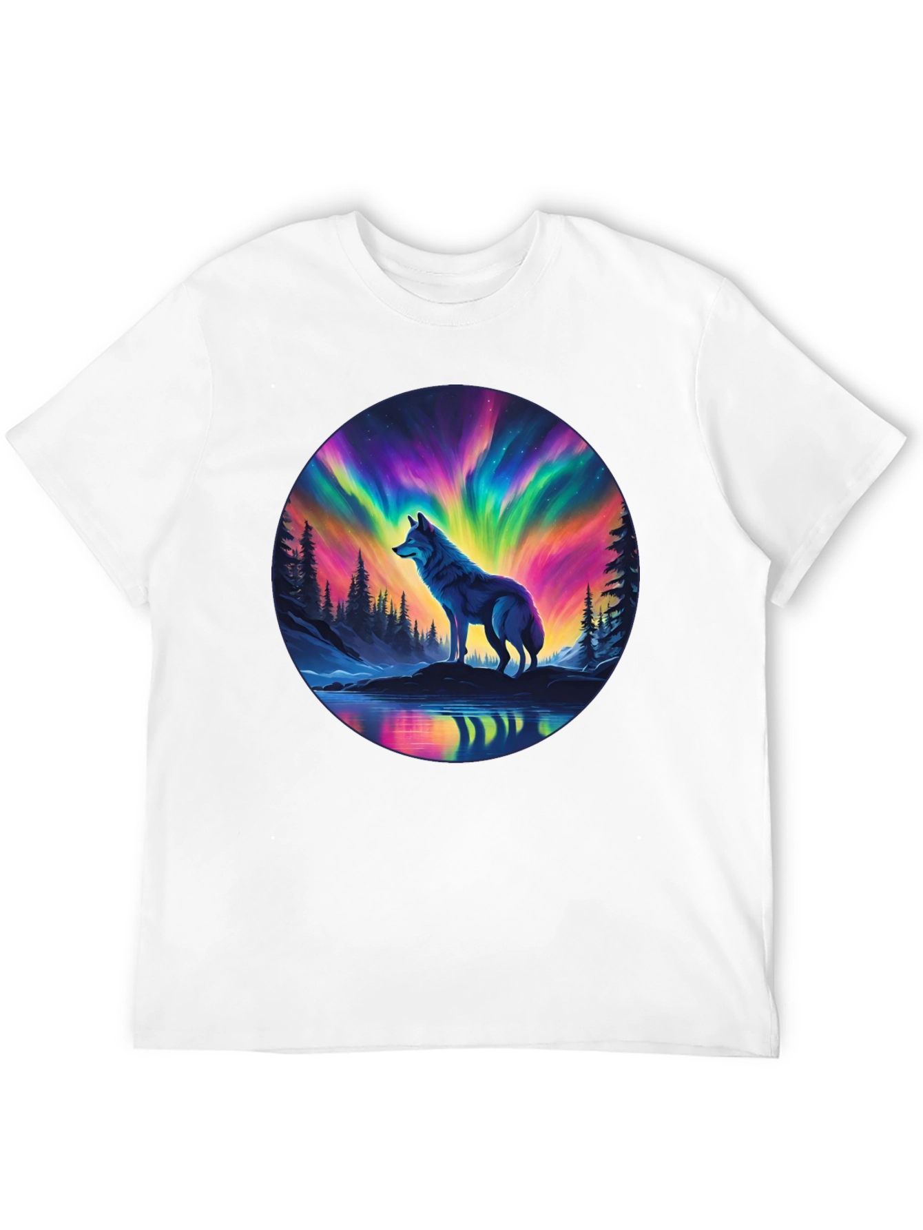 Aurora Wolf Graphic Tee - Mens Black T-Shirt