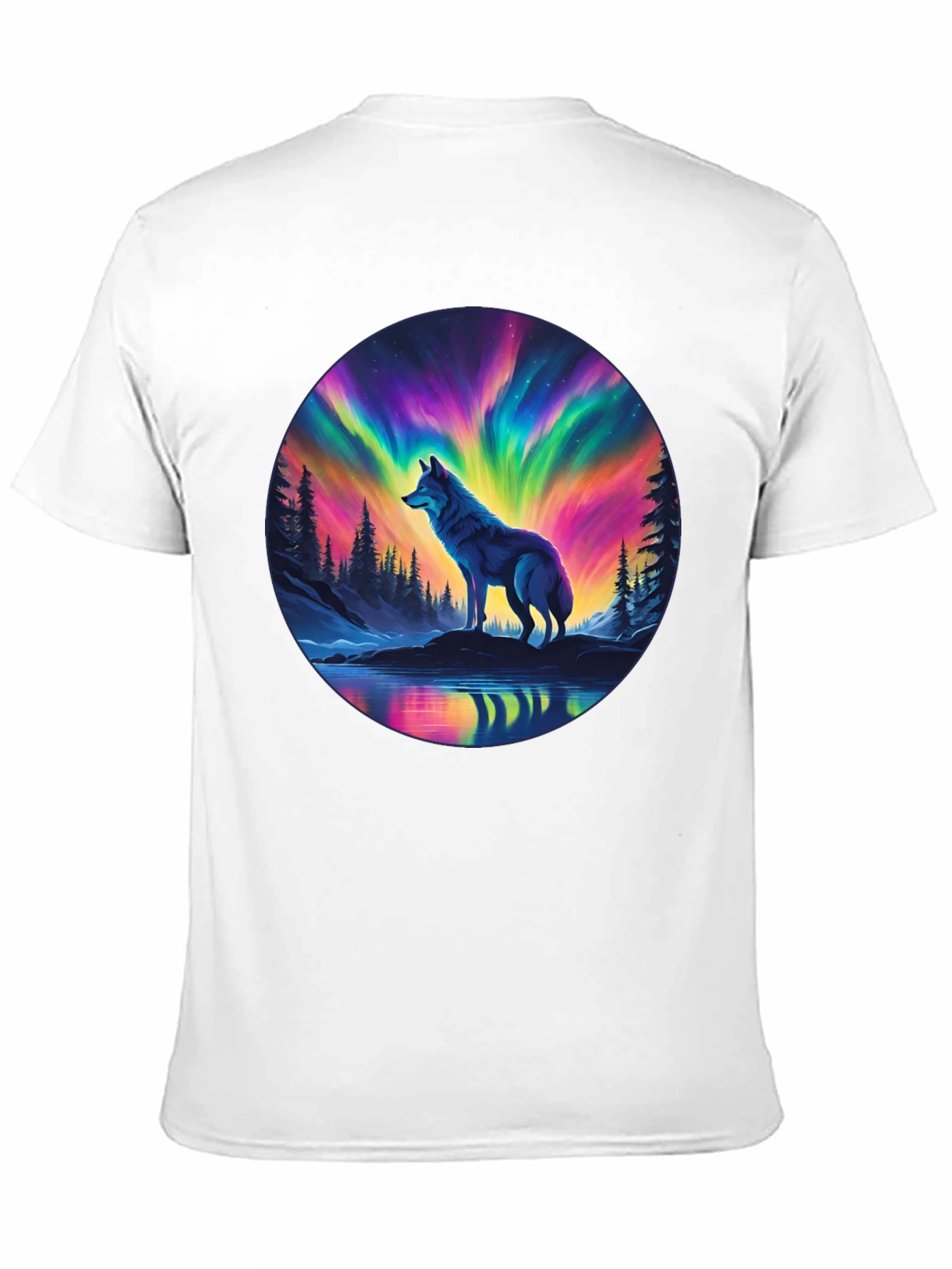 Aurora Wolf Graphic Tee - Mens Black T-Shirt