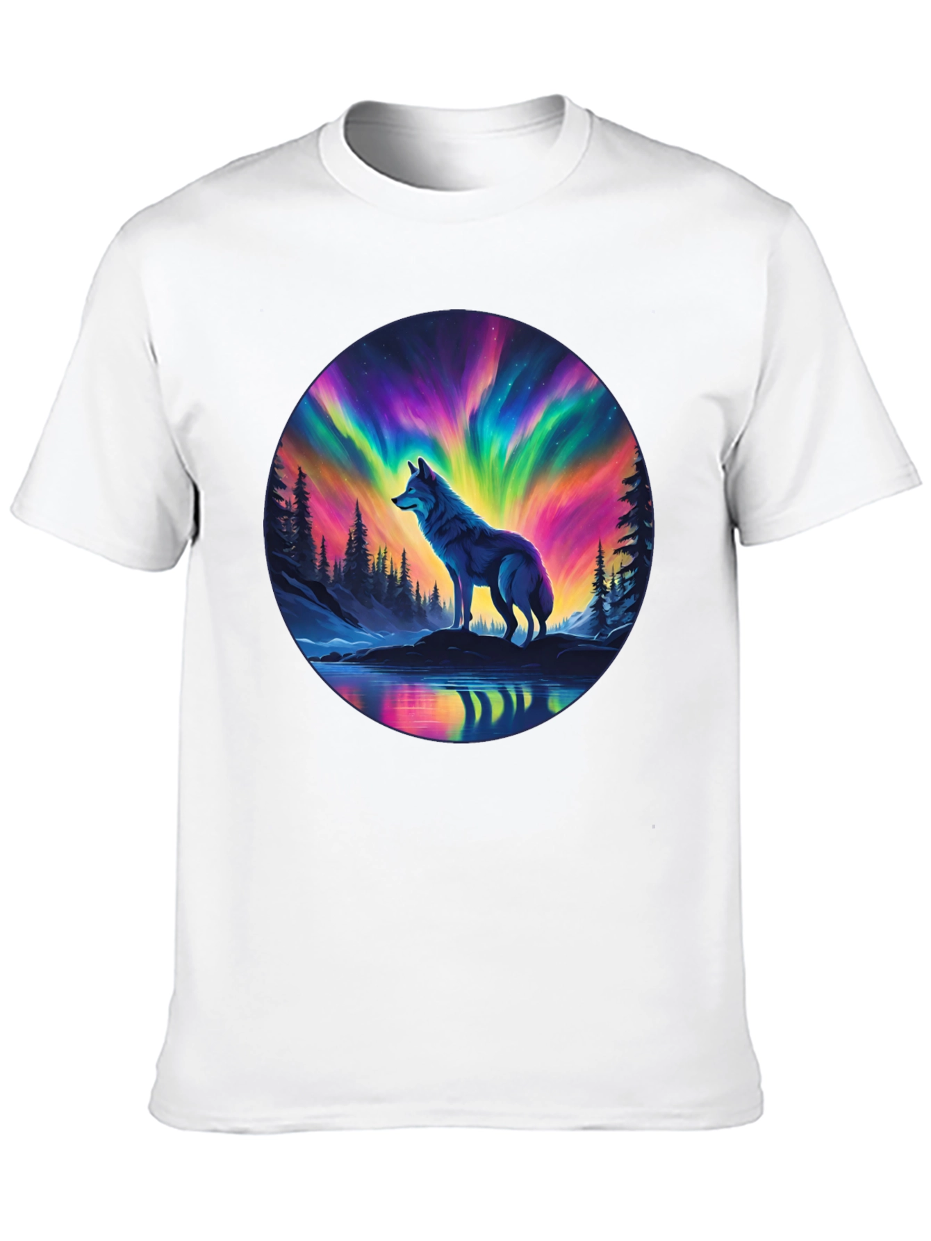 Aurora Wolf Graphic Tee - Mens Black T-Shirt