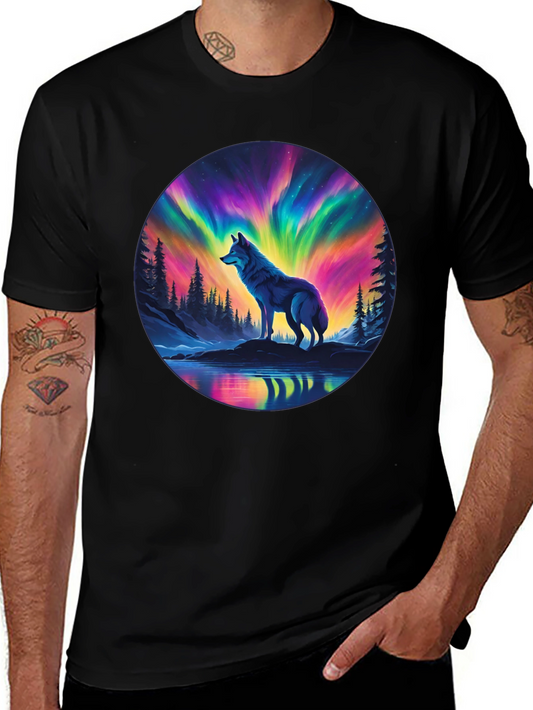Aurora Wolf Graphic Tee - Mens Black T-Shirt