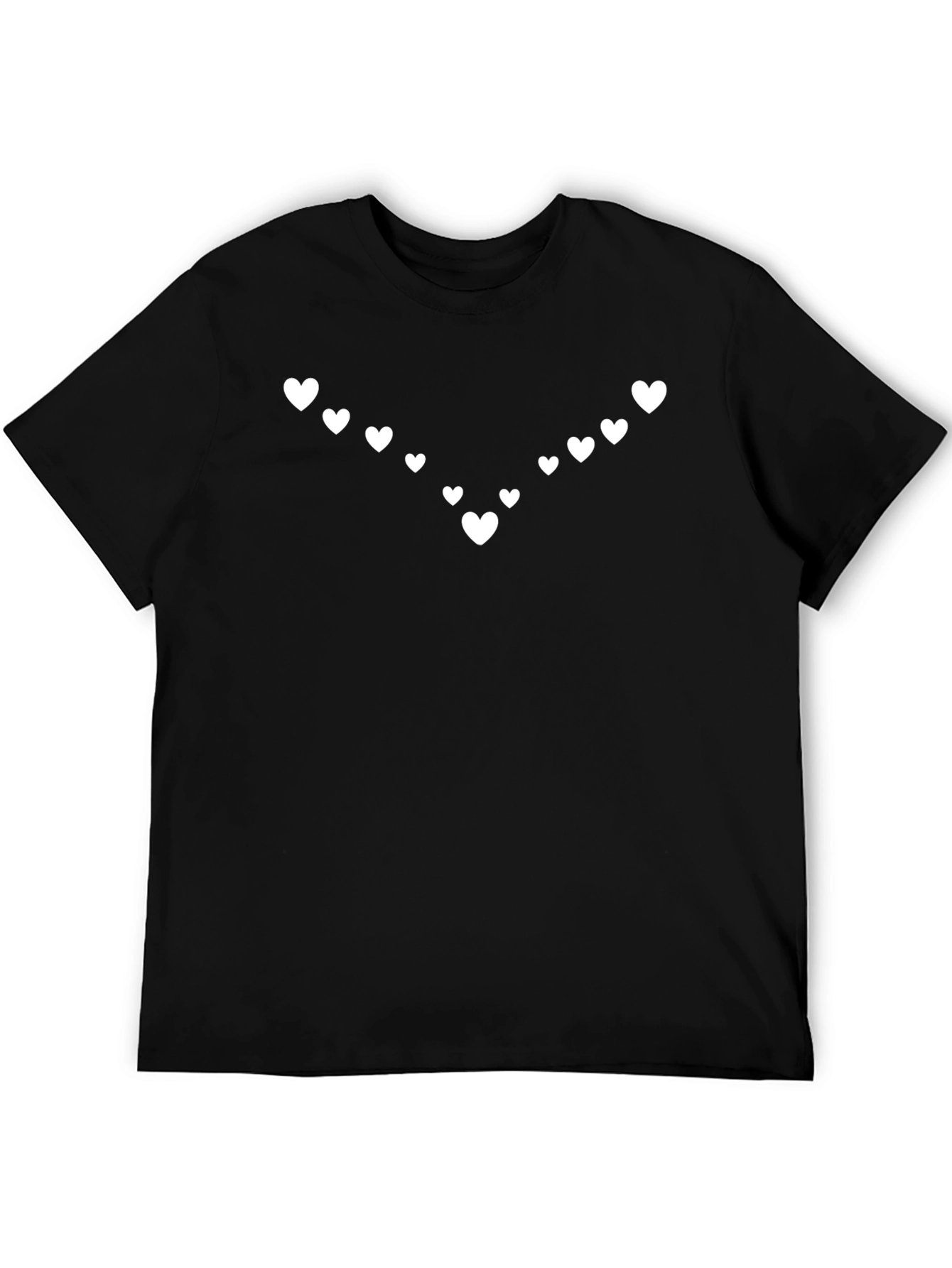 Heart Pattern Black T-Shirt