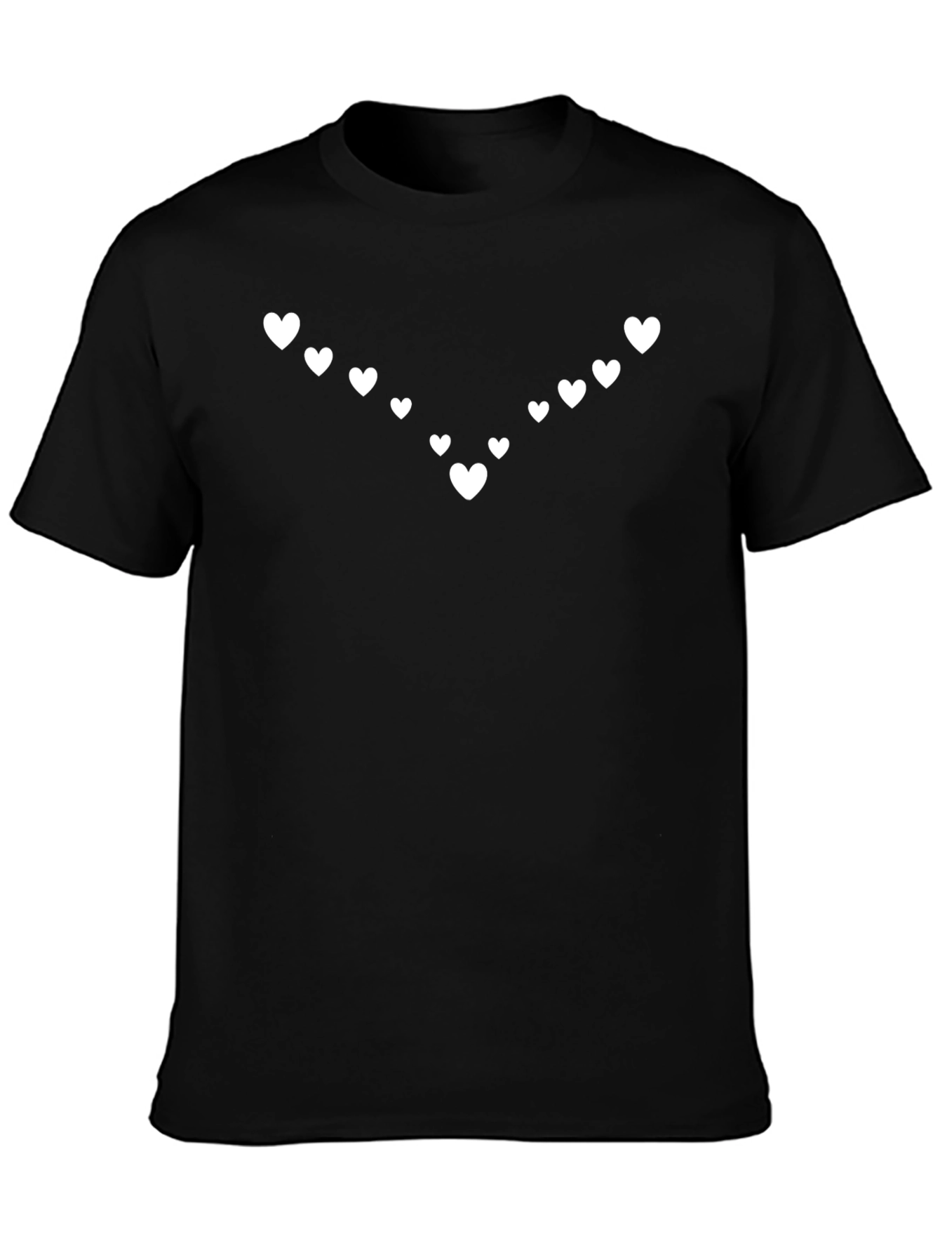 Heart Pattern Black T-Shirt