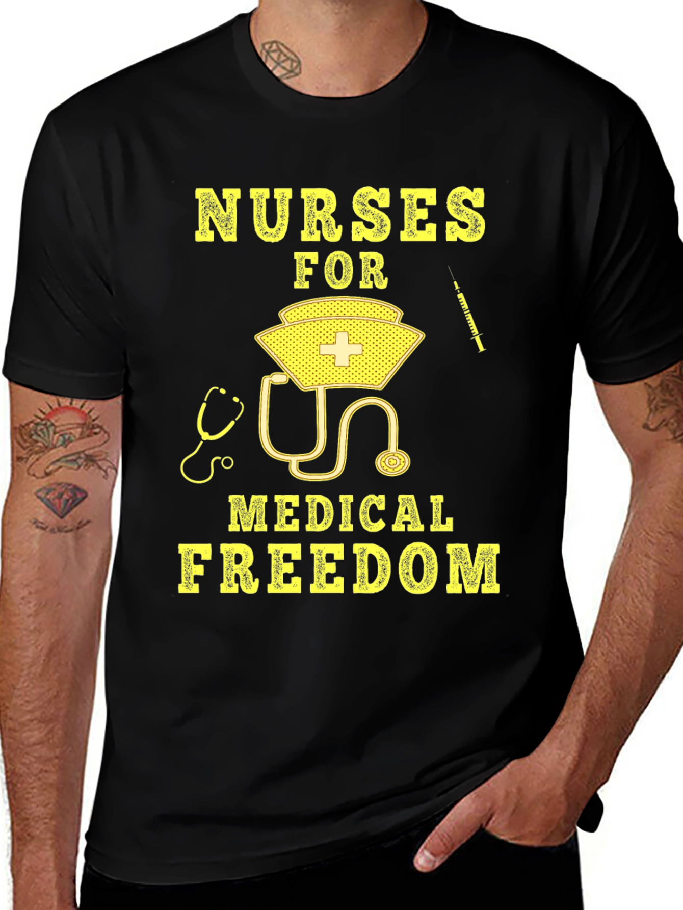 Nurses For Medical Freedom Black Graphic T-Shirt