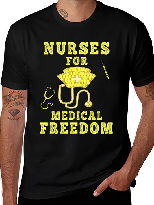 Nurses For Medical Freedom Black Graphic T-Shirt