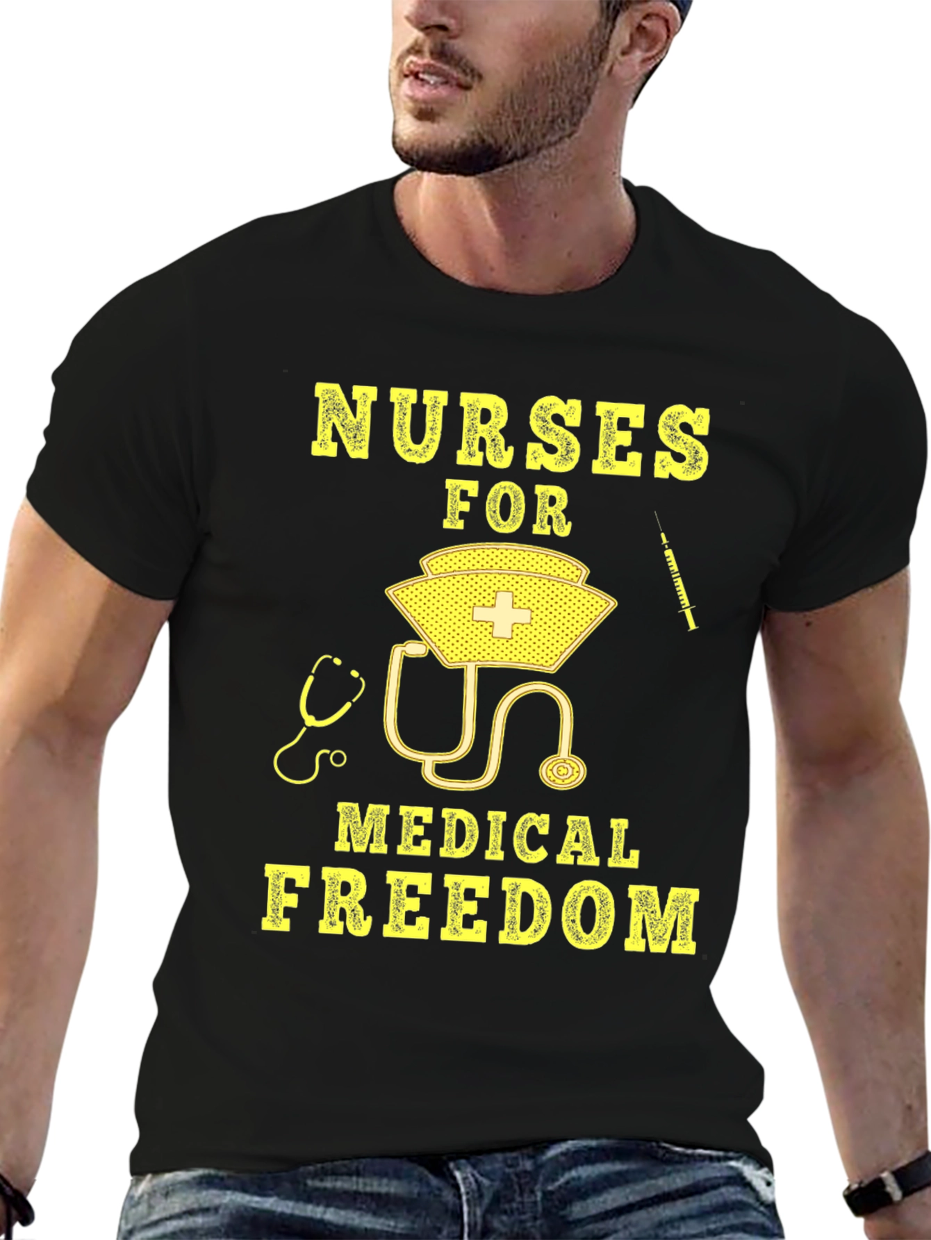 Nurses For Medical Freedom Black Graphic T-Shirt