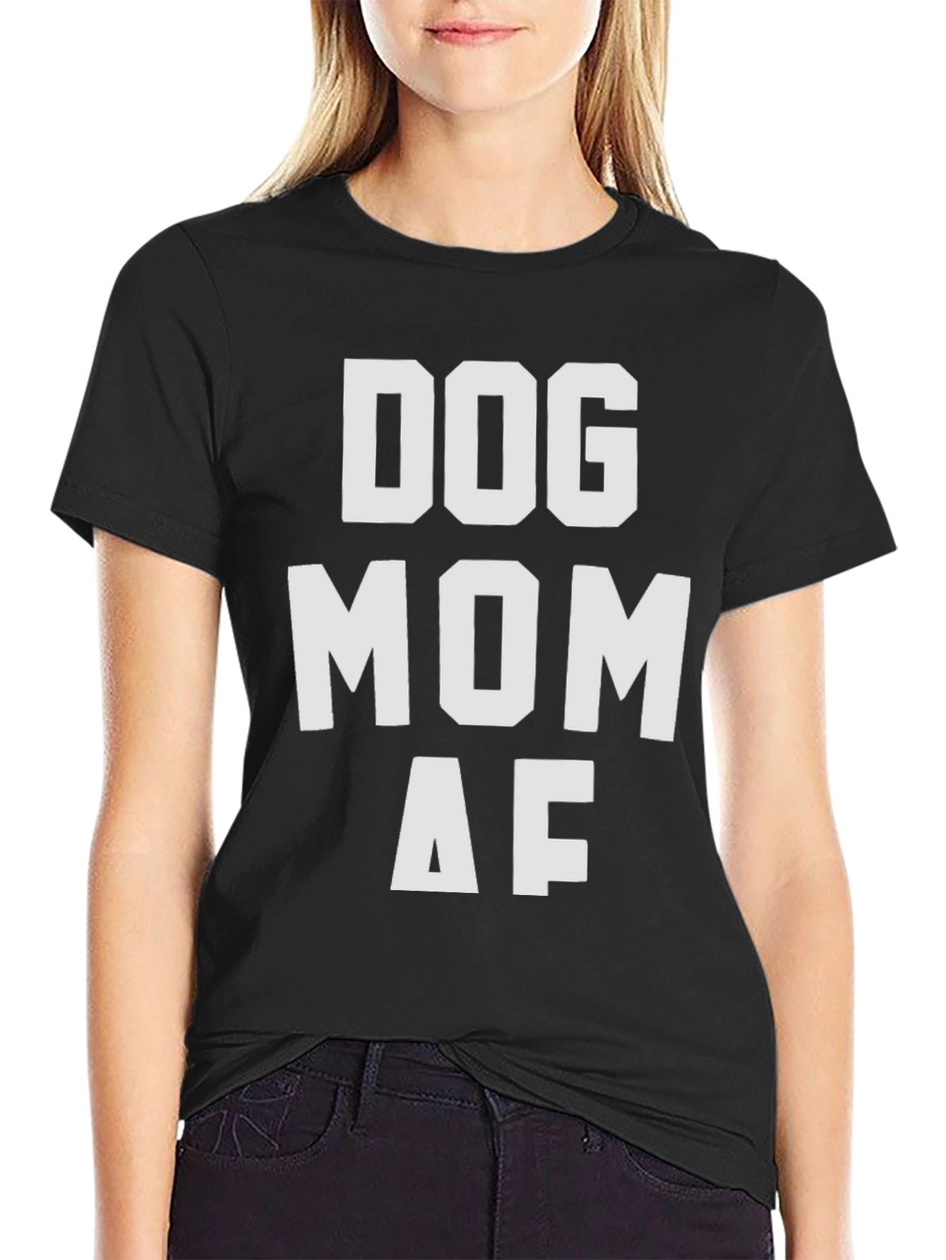 Dog Mom AF Graphic T-Shirt - Black