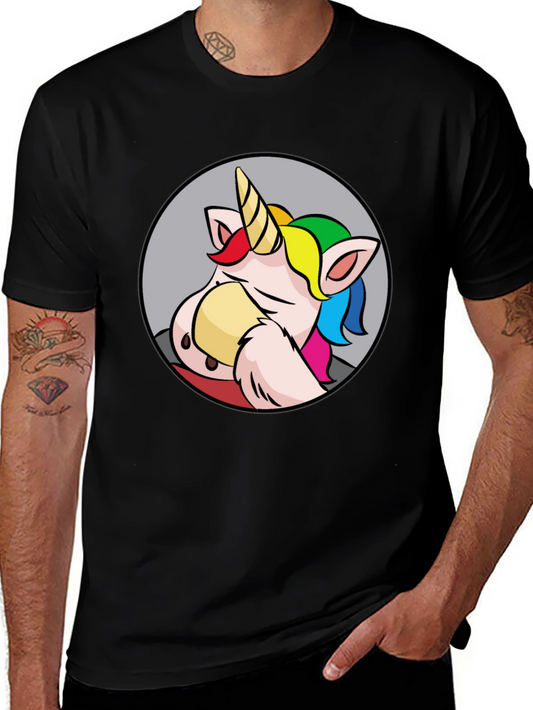 Unicorn Graphic Tee - Mens Black Cotton T-Shirt
