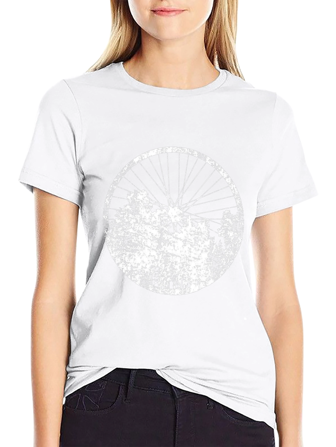 Distressed Bike Wheel Graphic Tee - Black