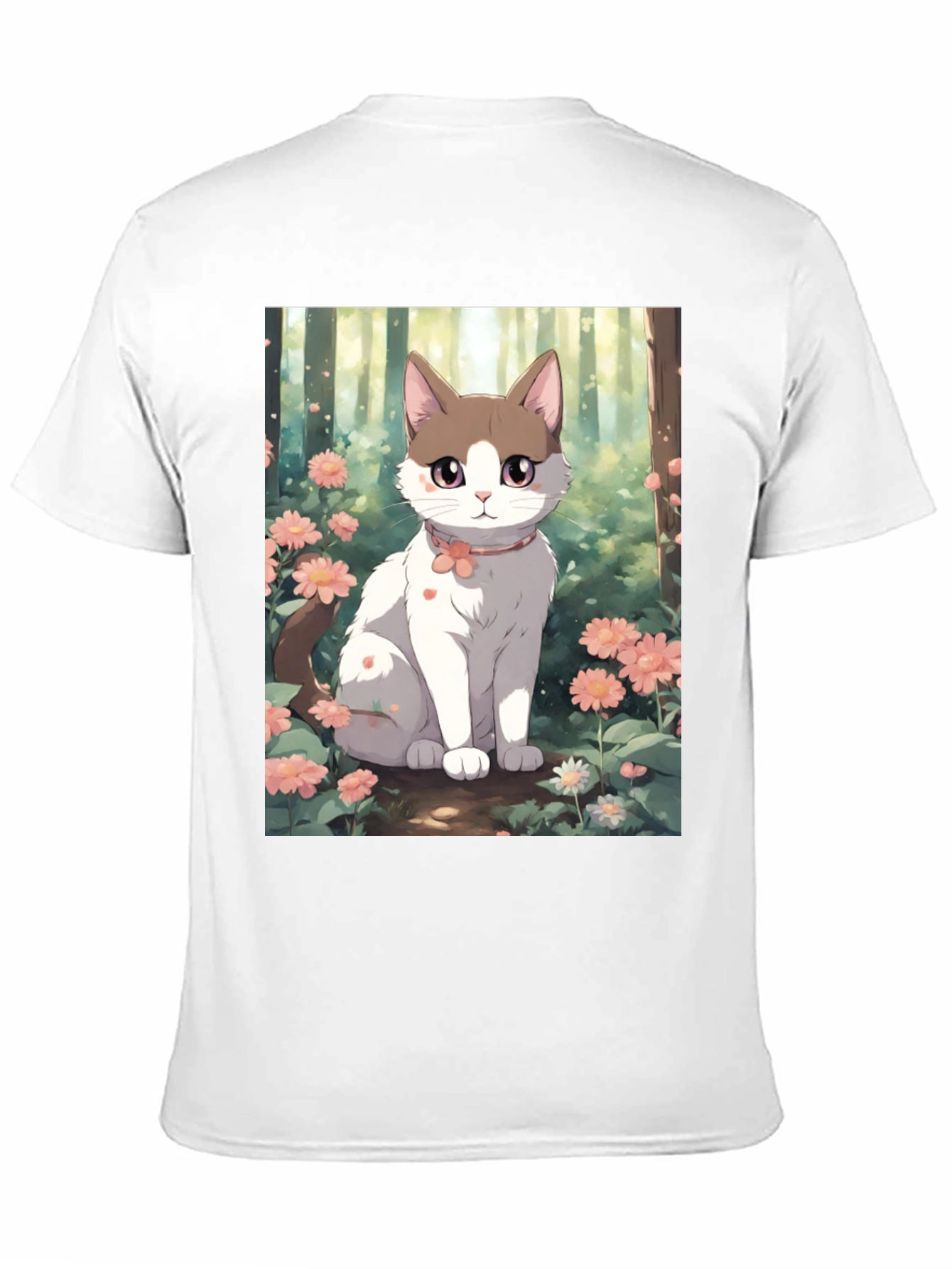 Anime Cat Floral T-Shirt