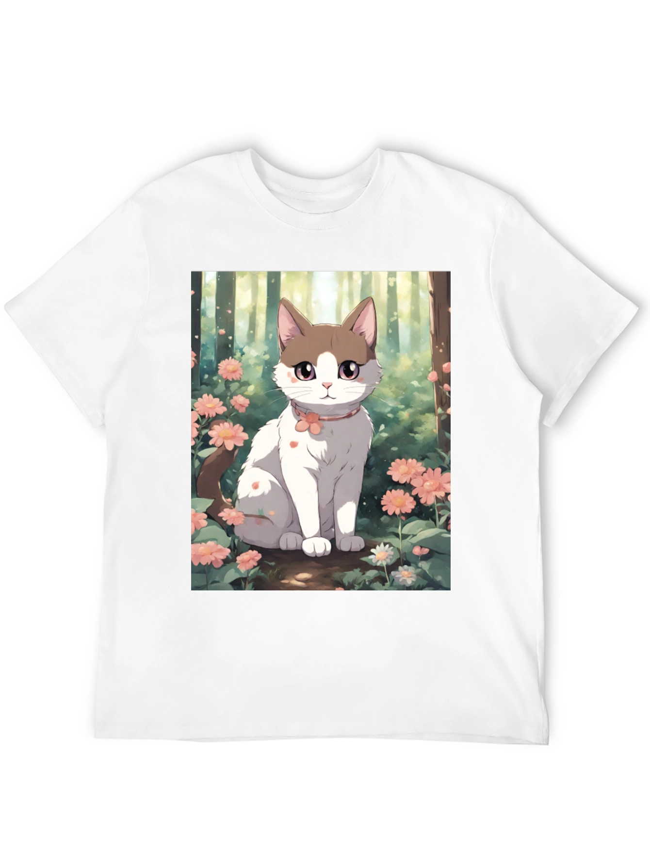 Anime Cat Floral T-Shirt