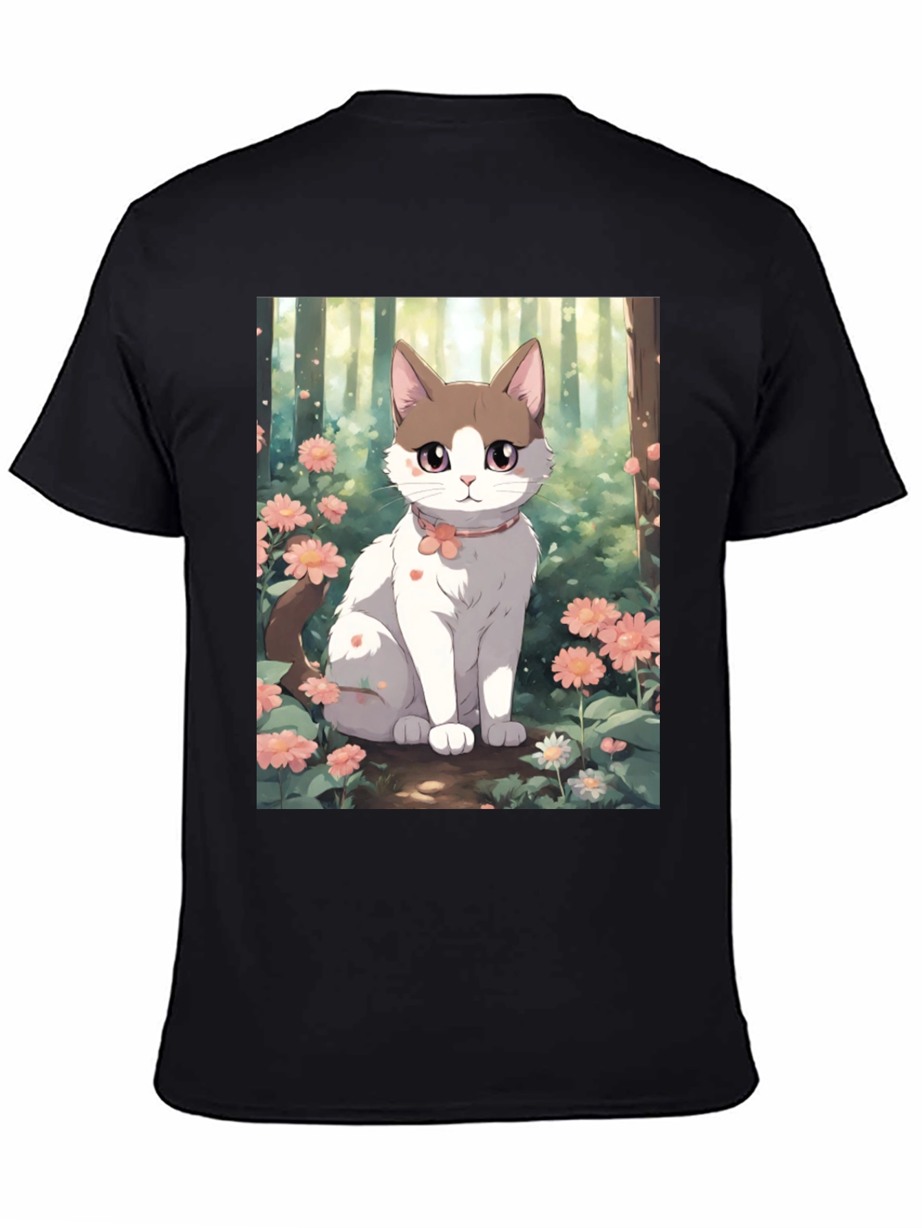 Anime Cat Floral T-Shirt