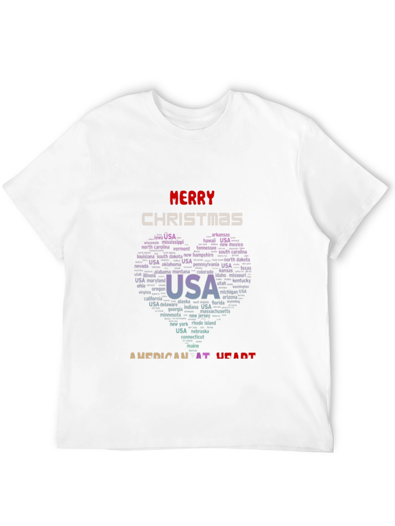 American At Heart Christmas USA States T-Shirt