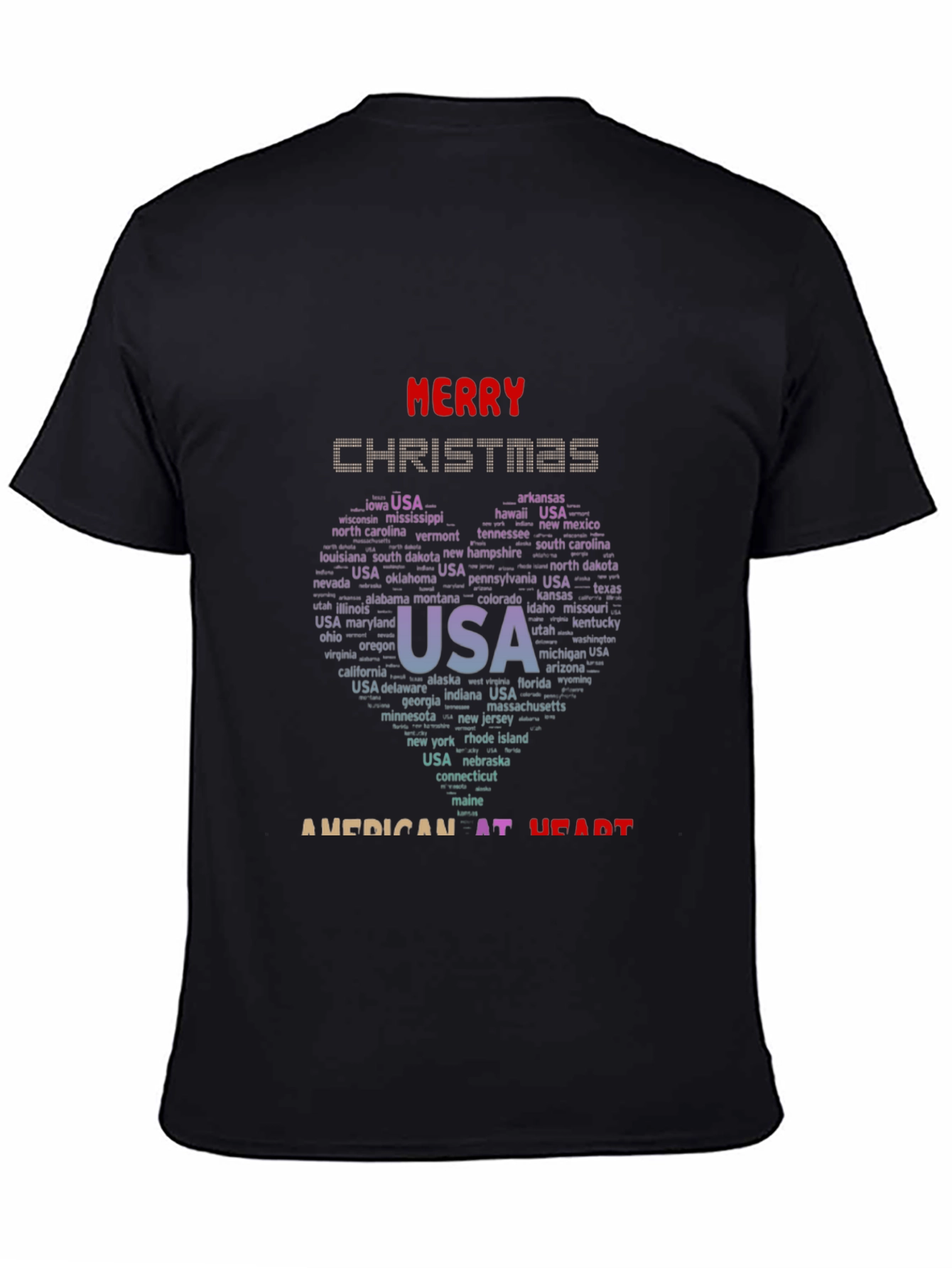 American At Heart Christmas USA States T-Shirt
