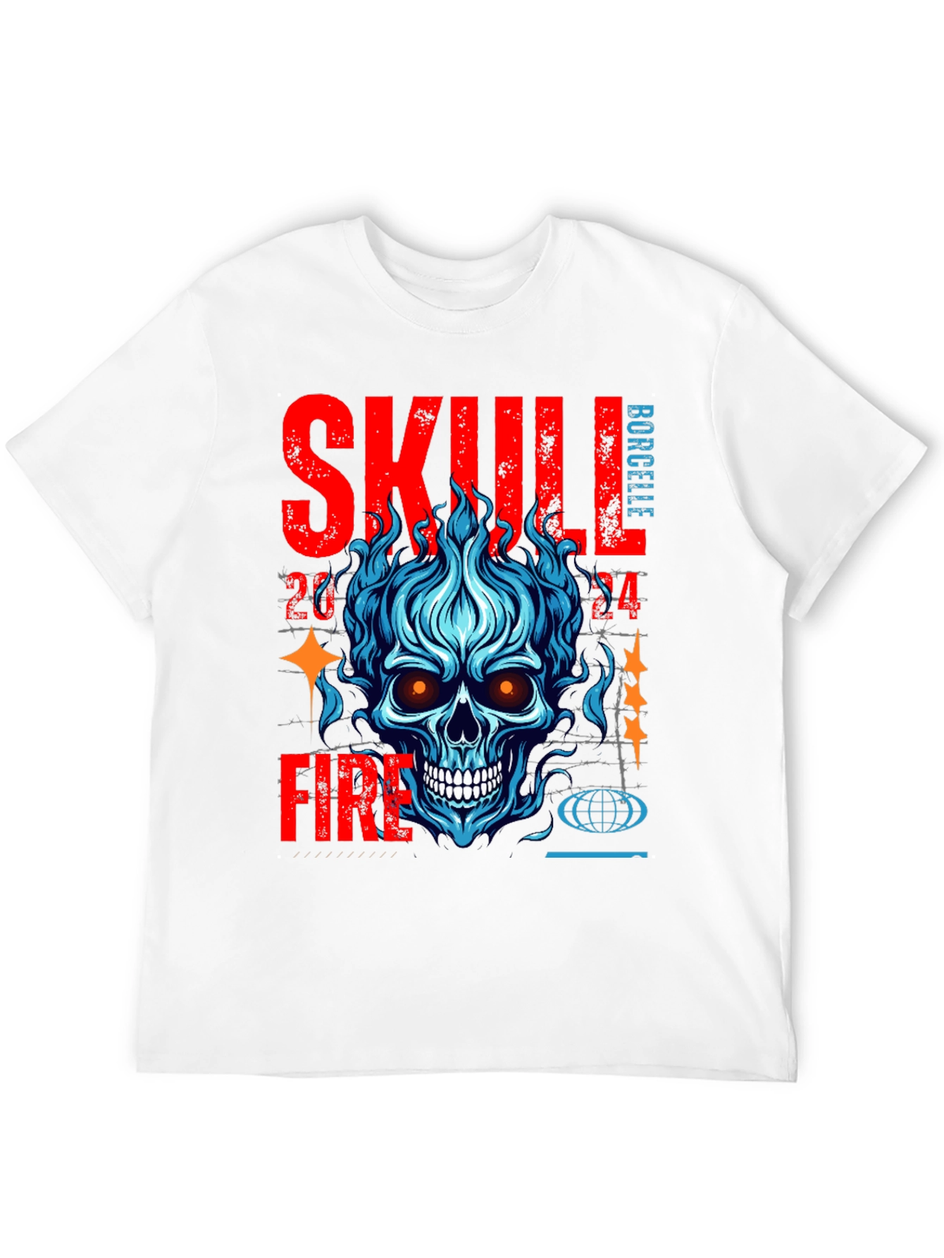 Skull Fire Graphic Print T-Shirt