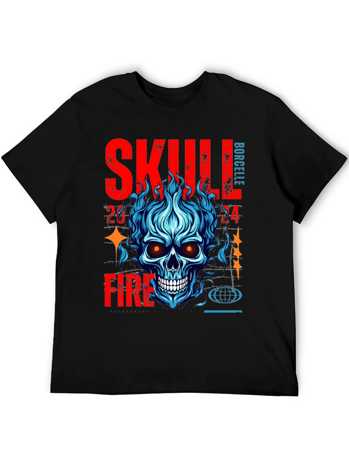 Skull Fire Graphic Print T-Shirt