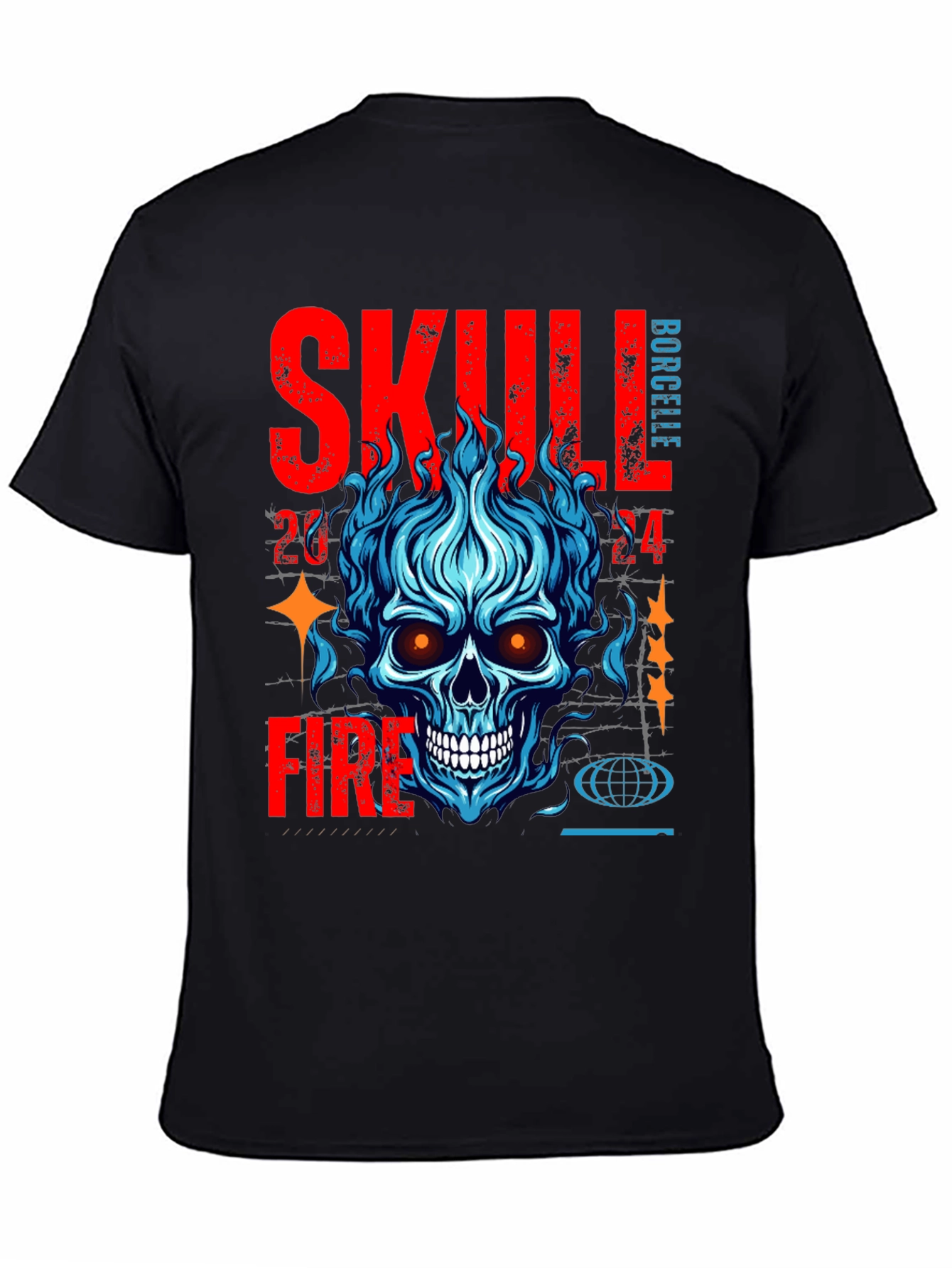 Skull Fire Graphic Print T-Shirt