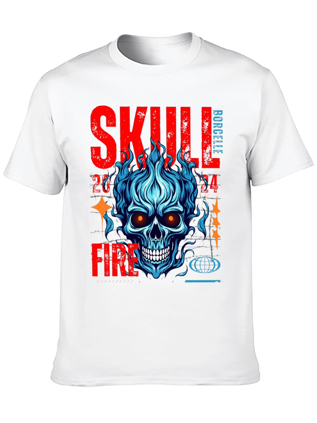 Skull Fire Graphic Print T-Shirt
