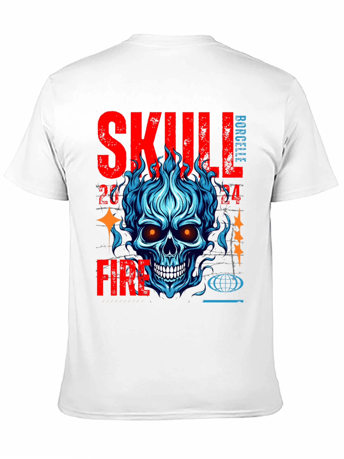 Skull Fire Graphic Print T-Shirt