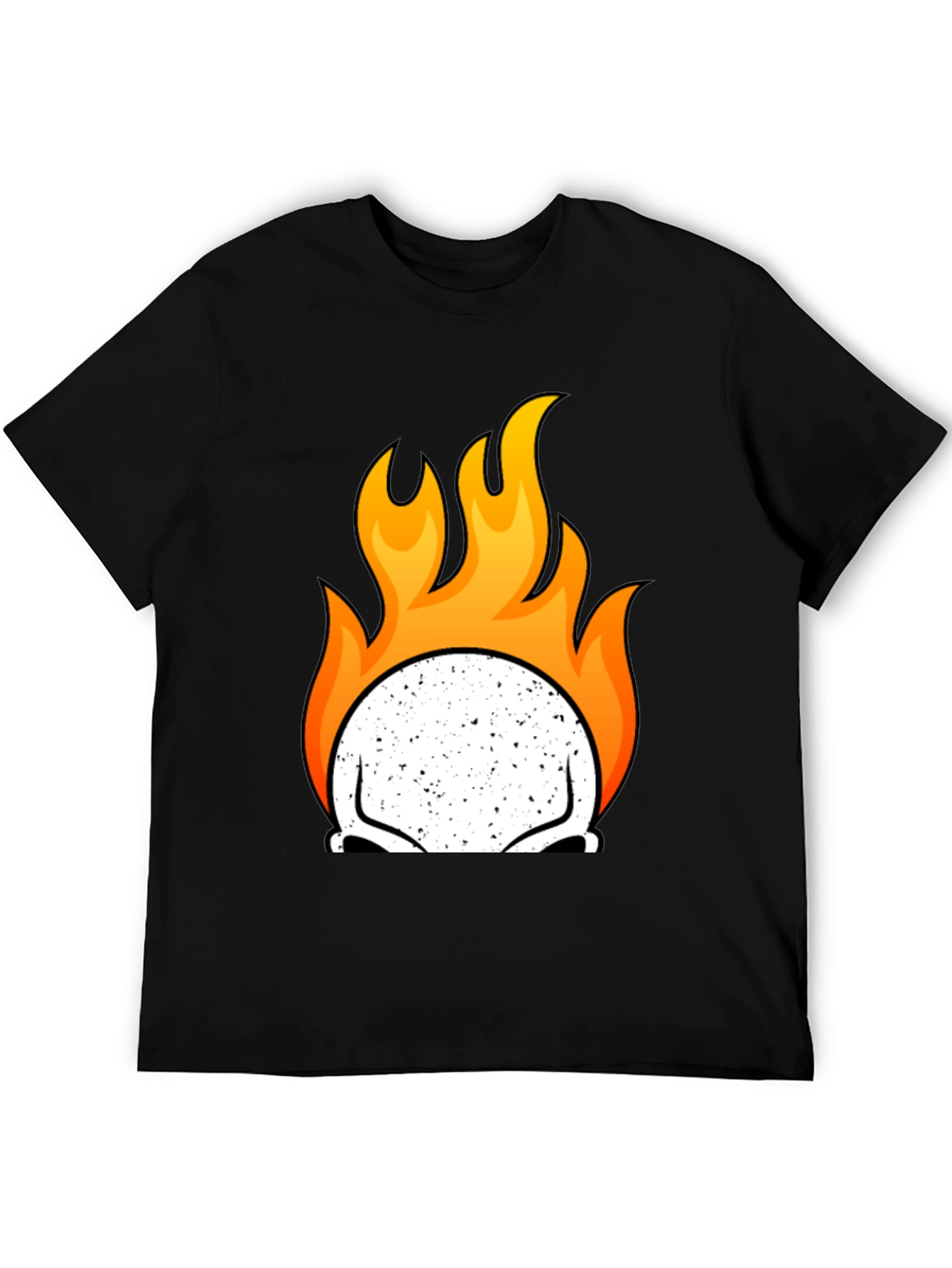 Flaming Skull Graphic Tee - Mens Black T-Shirt