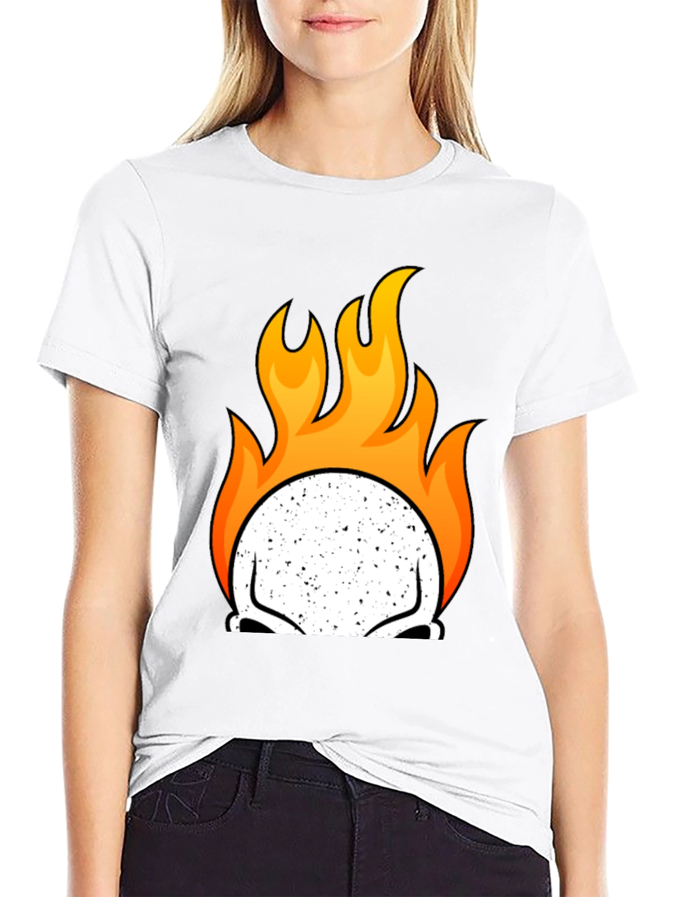 Flaming Skull Graphic Tee - Mens Black T-Shirt