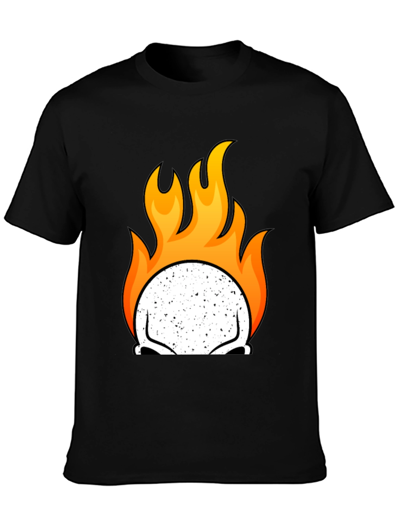 Flaming Skull Graphic Tee - Mens Black T-Shirt