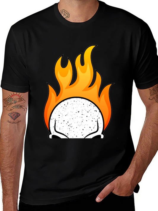 Flaming Skull Graphic Tee - Mens Black T-Shirt