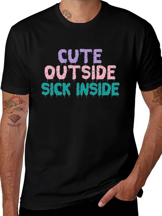 Cute Outside Sick Inside Black T-Shirt