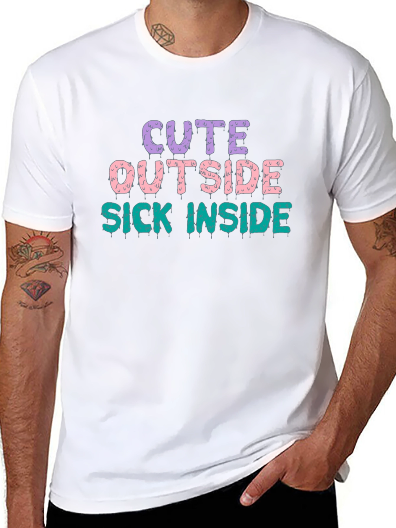 Cute Outside Sick Inside Black T-Shirt