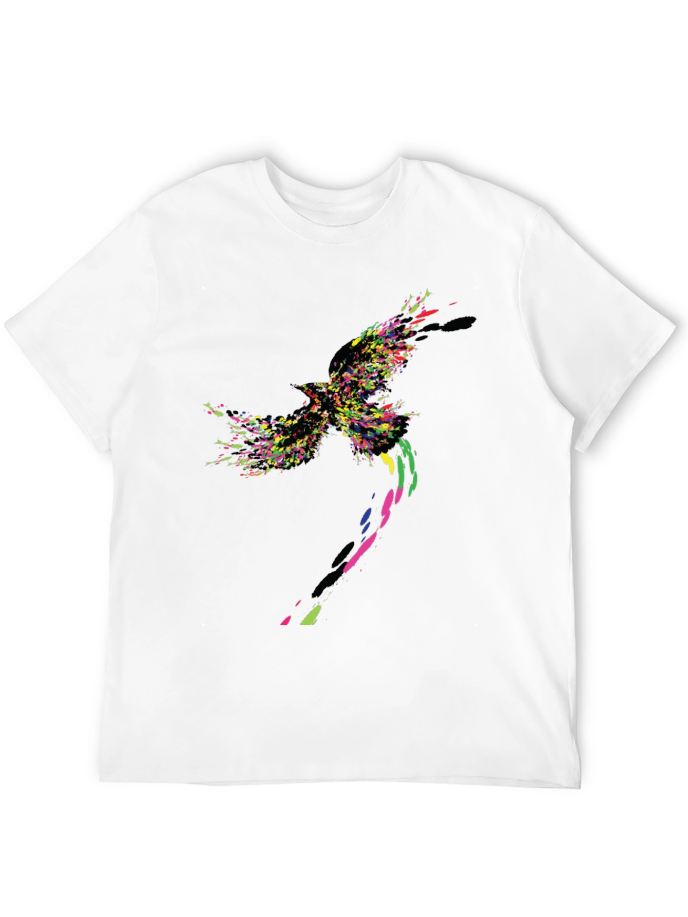 Abstract Bird Graphic Black T-Shirt