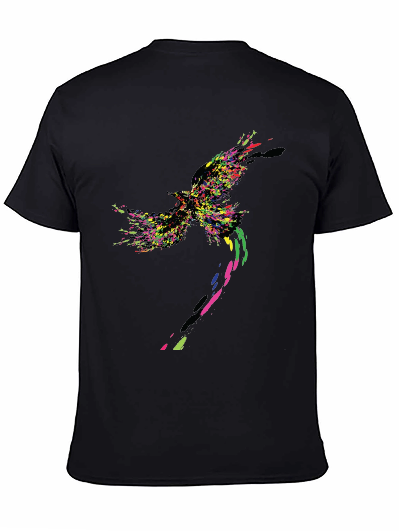 Abstract Bird Graphic Black T-Shirt