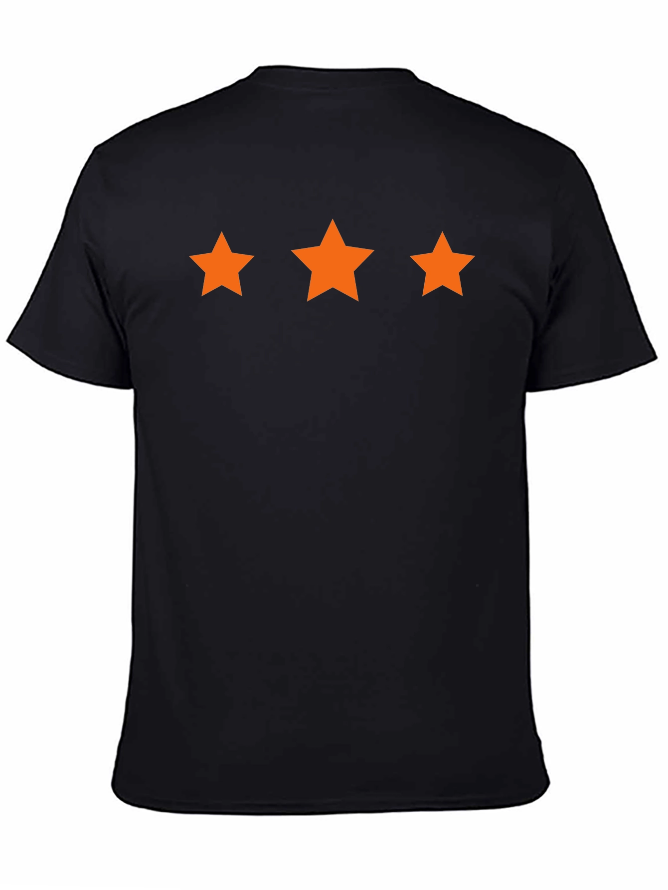 Mens Black T-Shirt with Three Orange Stars Design