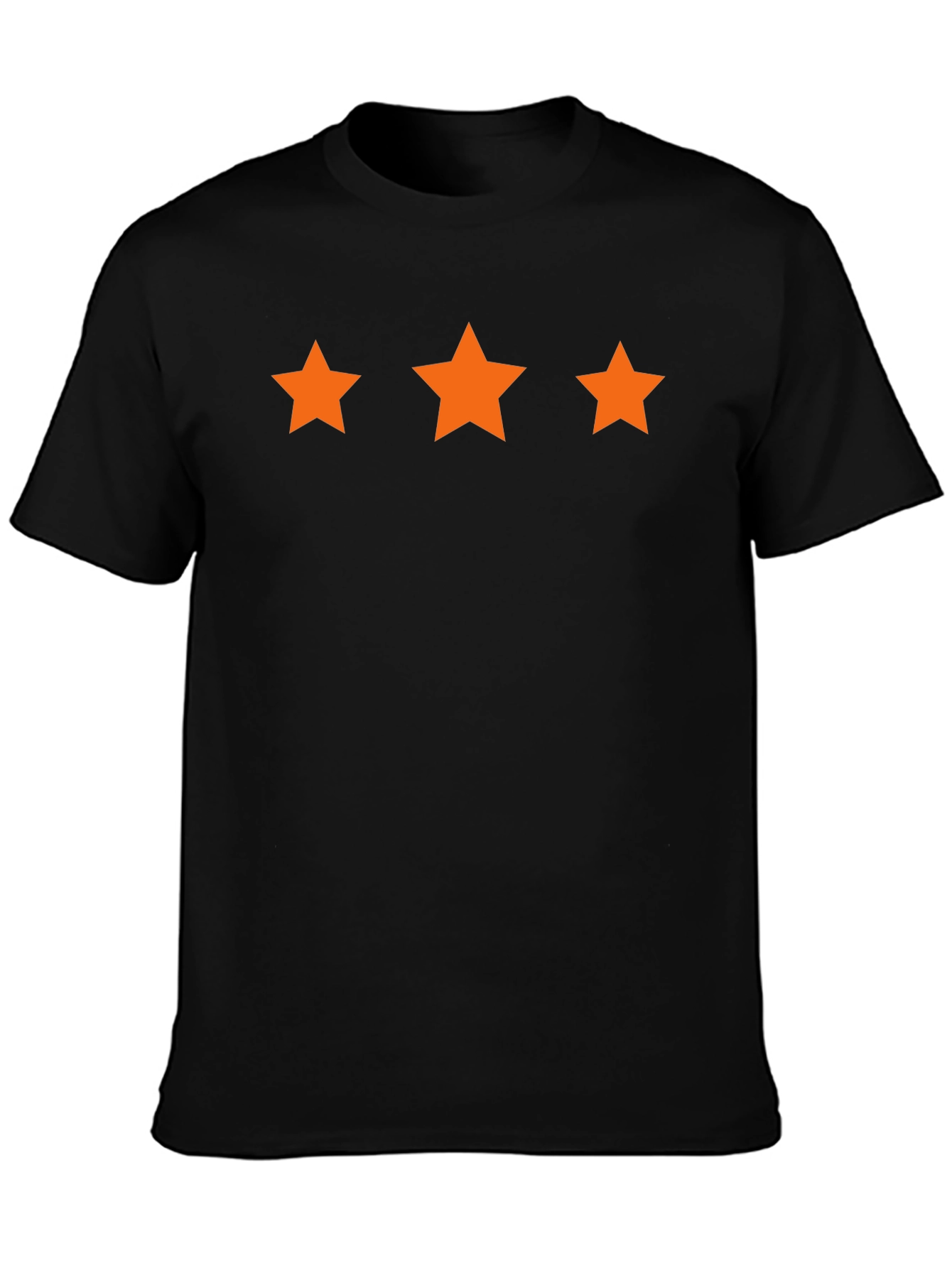 Mens Black T-Shirt with Three Orange Stars Design