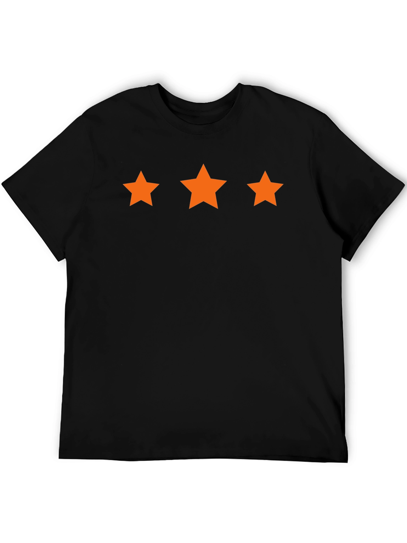 Mens Black T-Shirt with Three Orange Stars Design