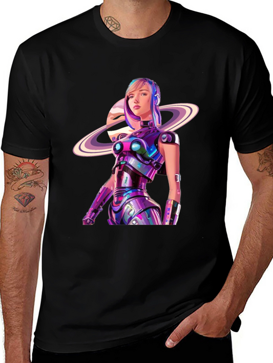 Futuristic Robot Girl Graphic T-Shirt