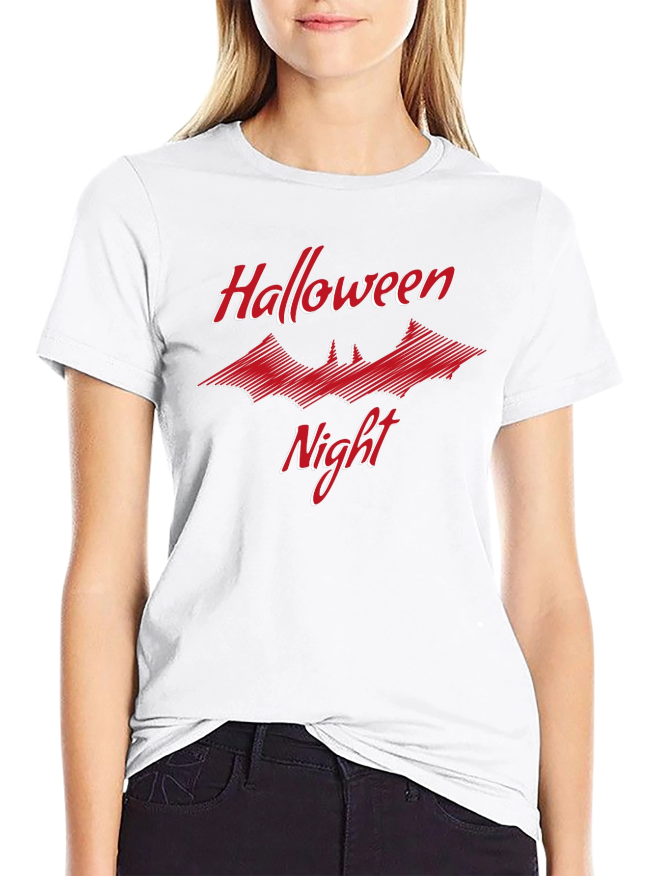 Halloween Night Graphic T-Shirt Bat Design