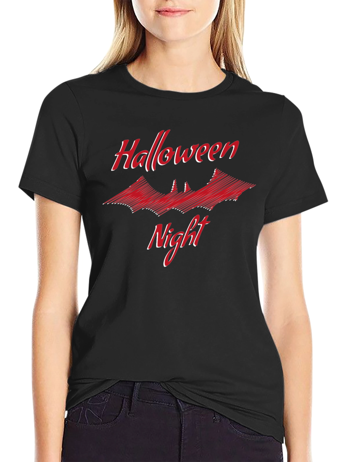 Halloween Night Graphic T-Shirt Bat Design