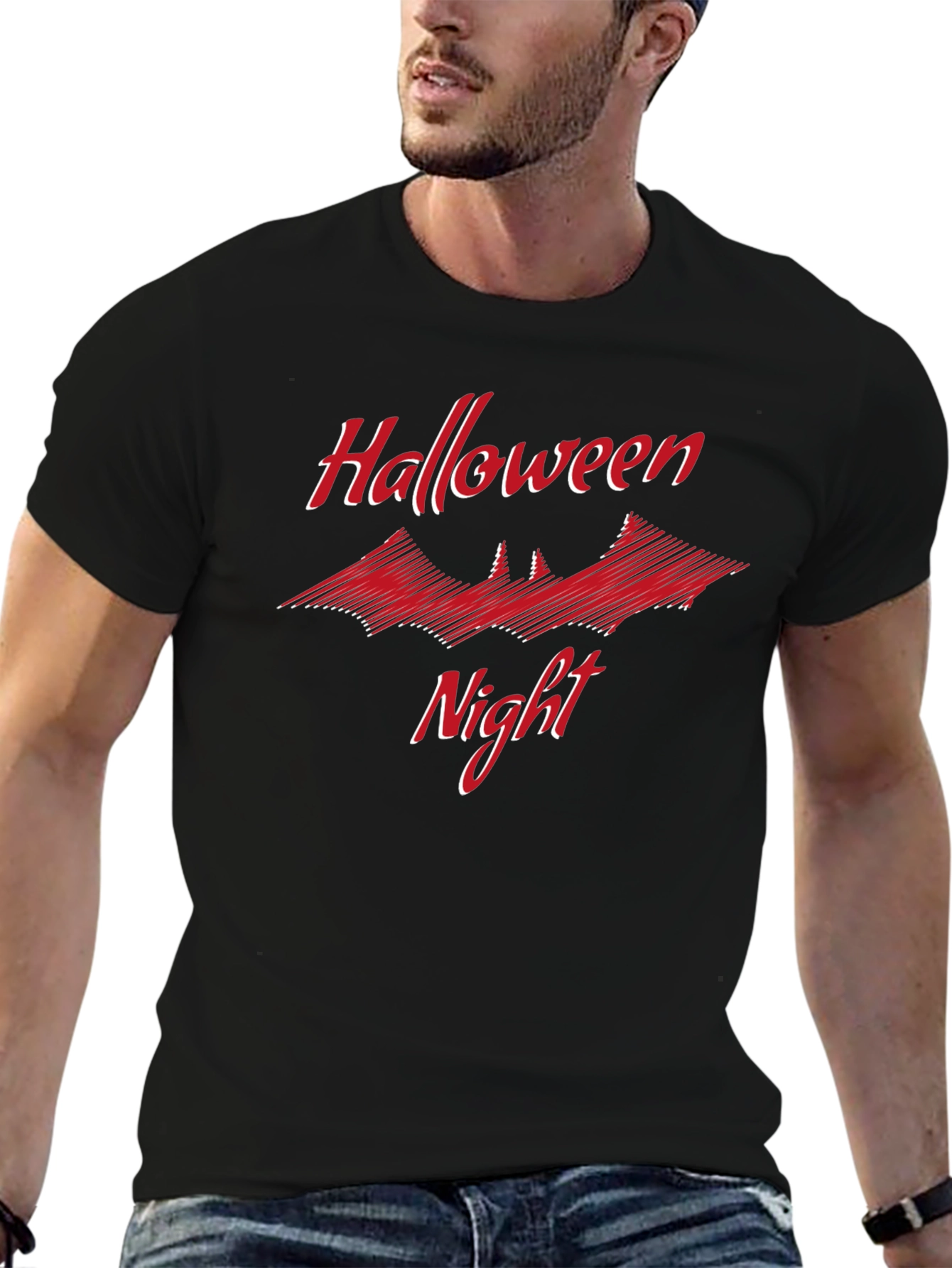 Halloween Night Graphic T-Shirt Bat Design