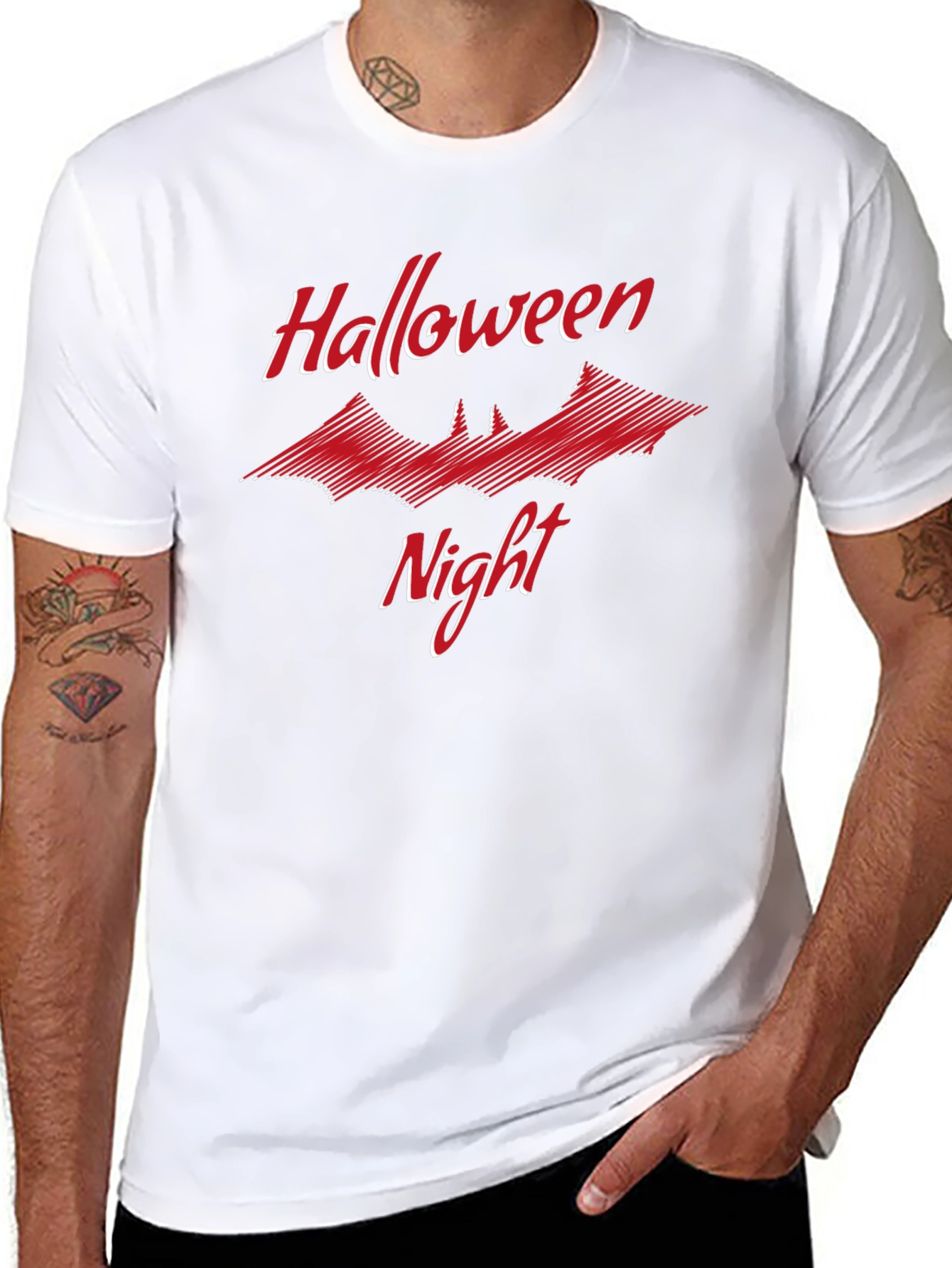 Halloween Night Graphic T-Shirt Bat Design