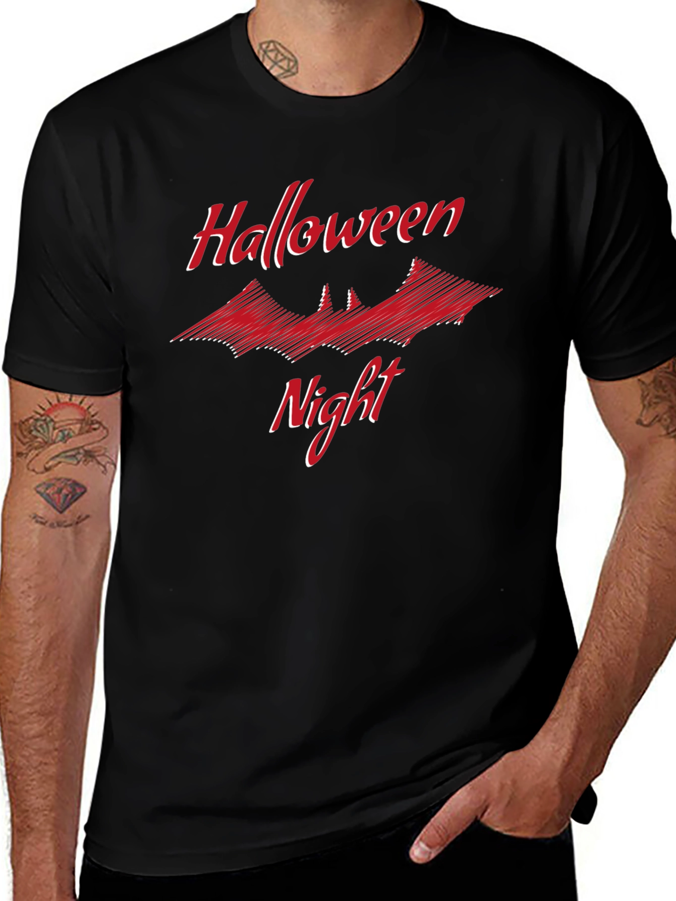 Halloween Night Graphic T-Shirt Bat Design