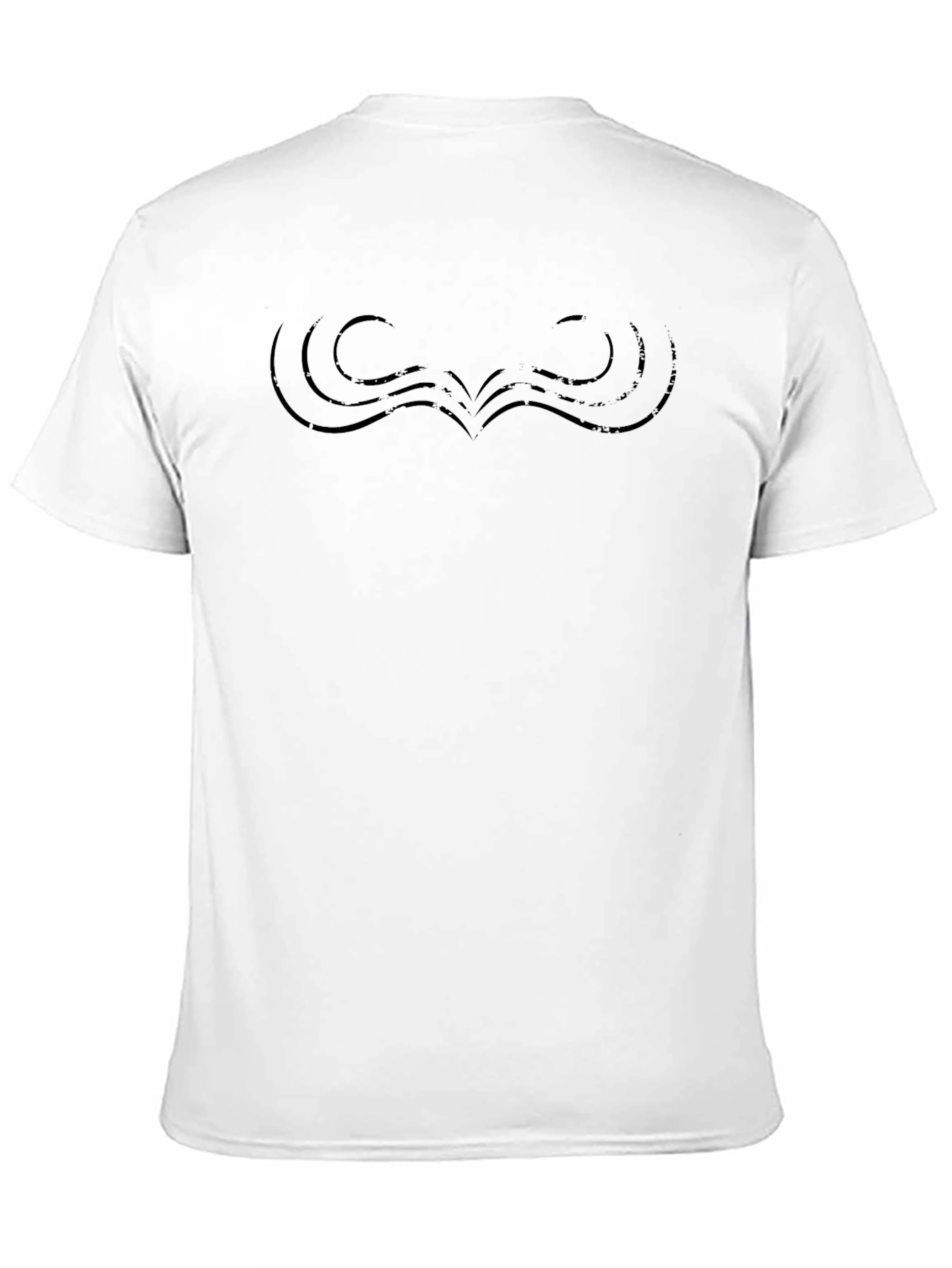 Mens Black Graphic Tee - Abstract Wave Design