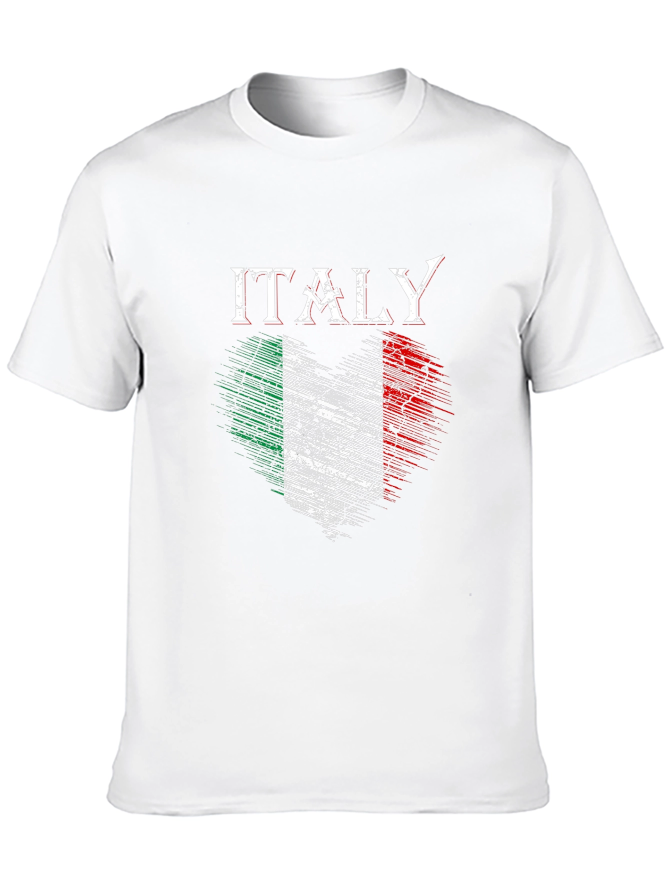 Italy Flag Heart Graphic Black T-Shirt