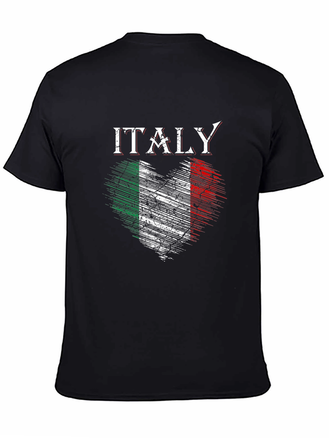 Italy Flag Heart Graphic Black T-Shirt