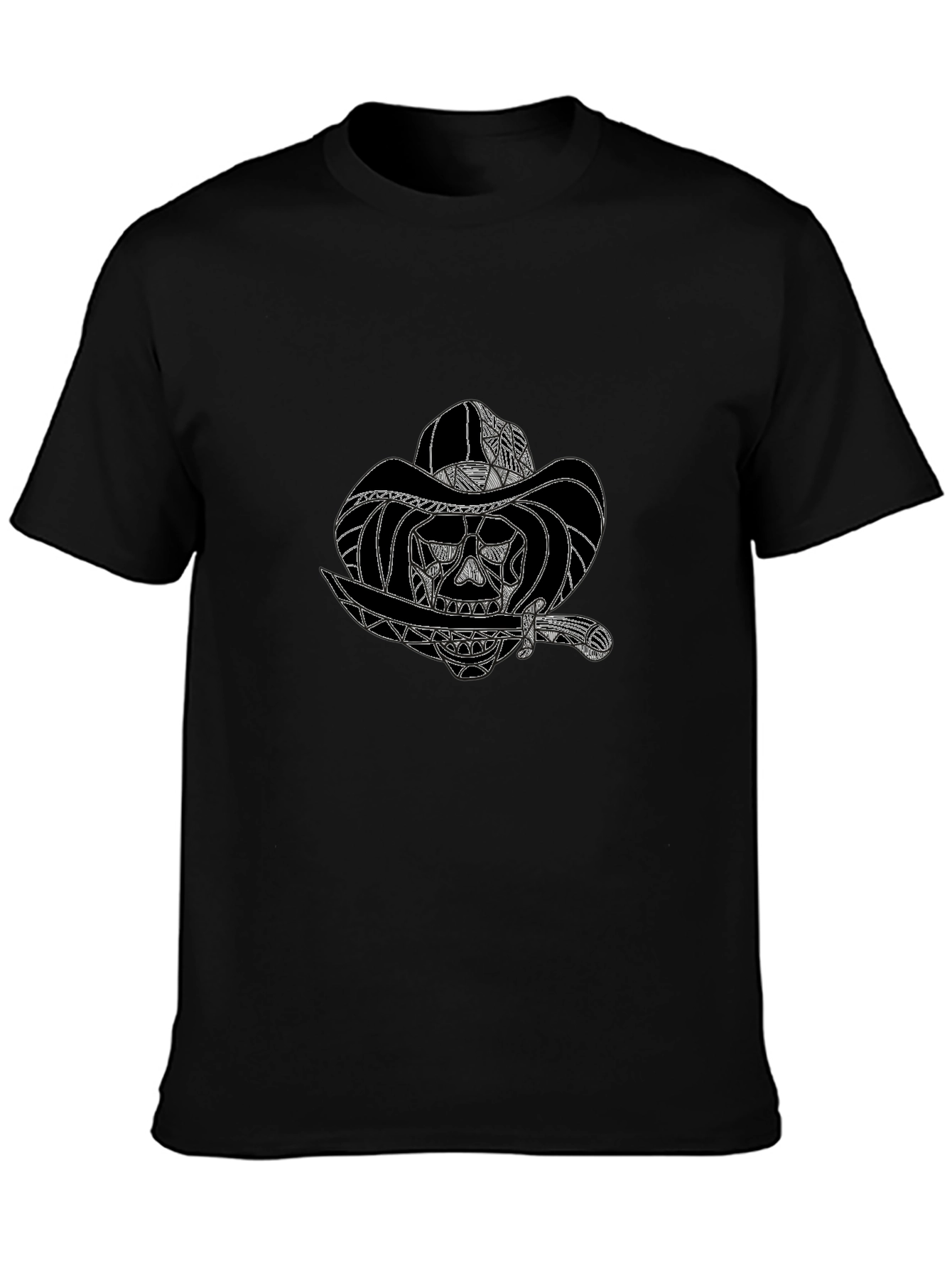 Skull Cowboy Graphic Black T-Shirt