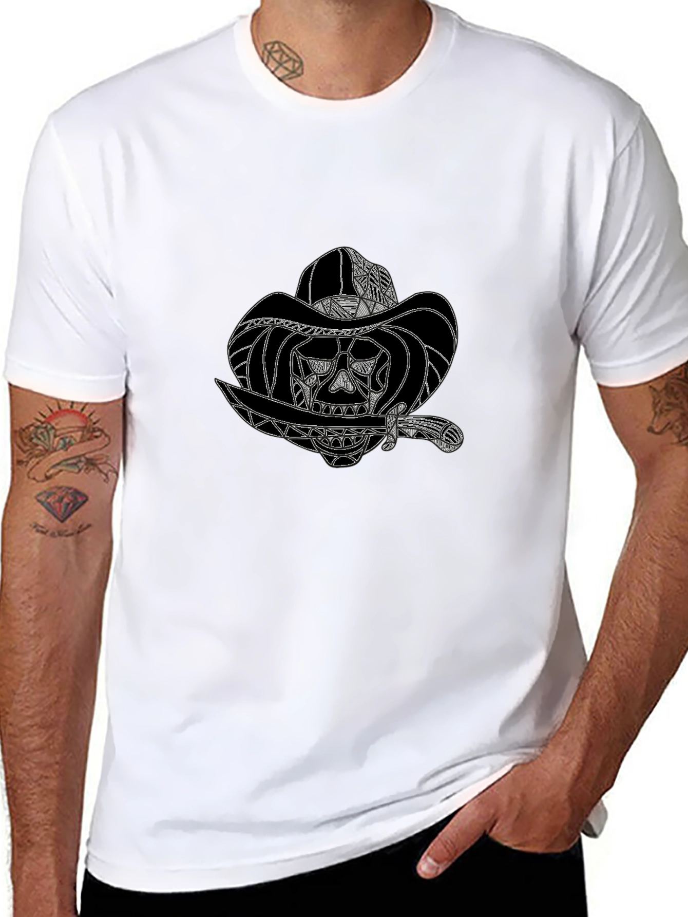 Skull Cowboy Graphic Black T-Shirt